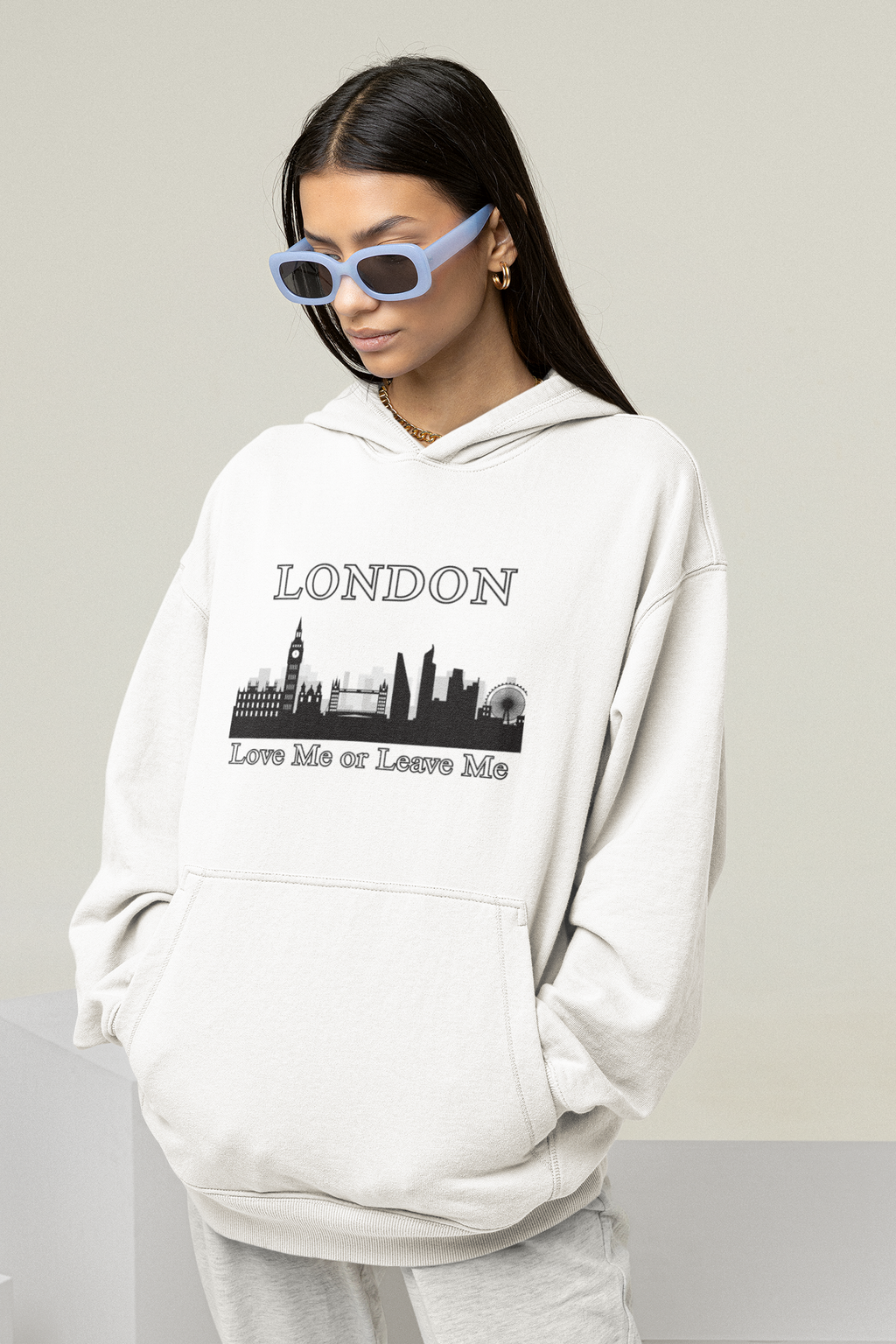 London Skyline Hoodie: Love Me or Leave Me, Sweatshirt for Travelers, Gifts for City Lovers, Cozy Unisex Pullover, Casual Fashionwear