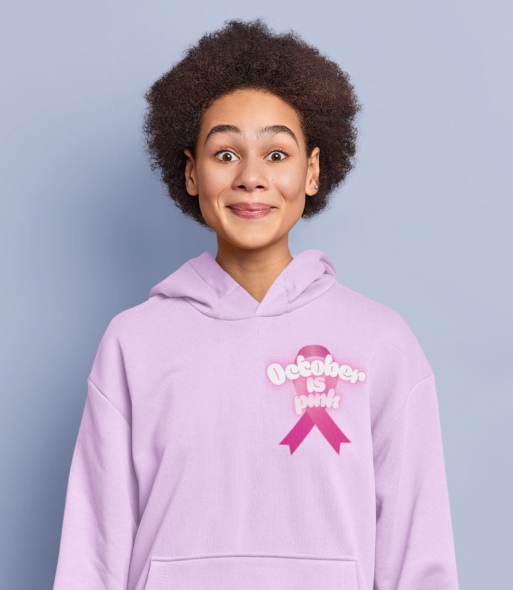 Girlie College Hoodie - October is Breast Cancer Awareness Month, Casual Sweatshirt, Fall Fashion, Comfort Wear, Gift for Her, [...]