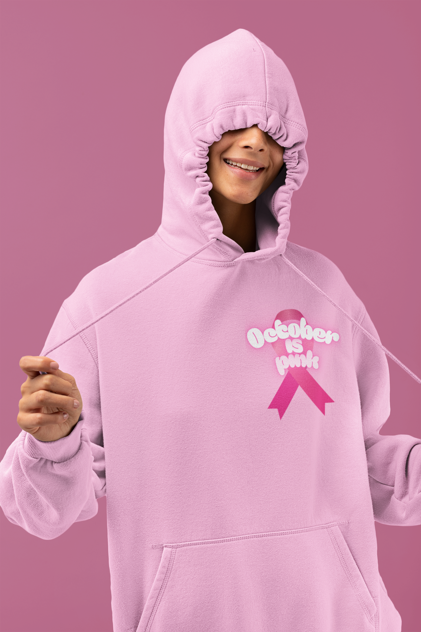 Girlie College Hoodie - October is Breast Cancer Awareness Month, Casual Sweatshirt, Fall Fashion, Comfort Wear, Gift for Her, [...]