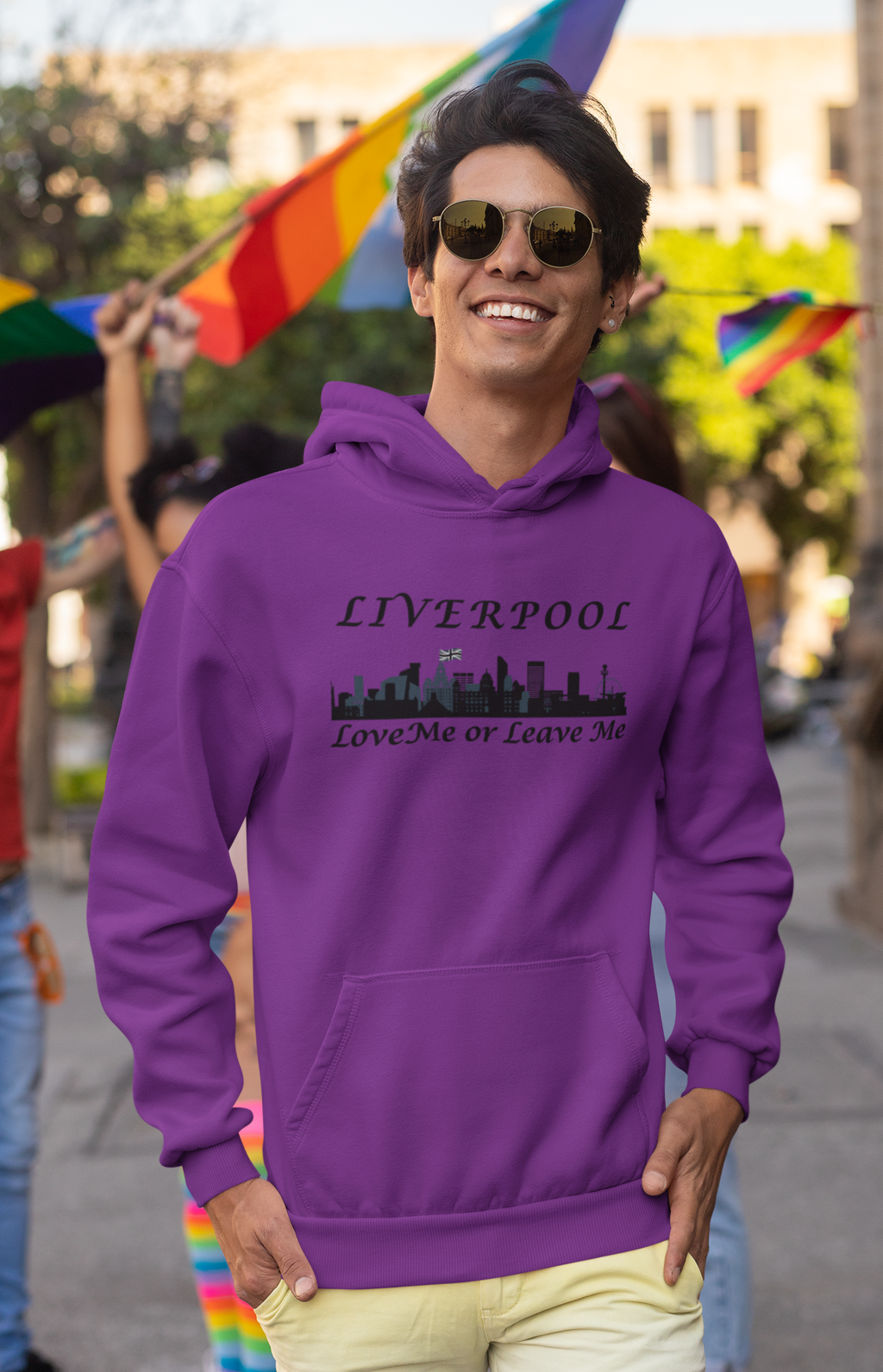 Liverpool Skyline Love or Leave Unisex College Hoodie, Cozy Sweatshirt, Perfect for College, Liverpool Fans, Casual Wear
