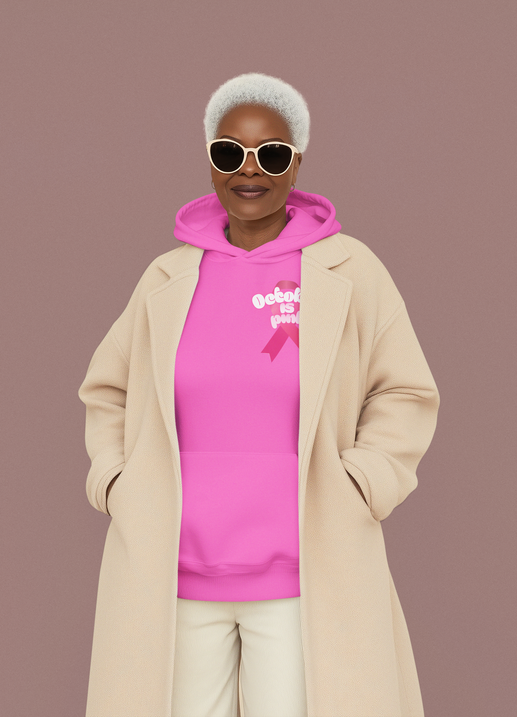Girlie College Hoodie - October is Breast Cancer Awareness Month, Casual Sweatshirt, Fall Fashion, Comfort Wear, Gift for Her, [...]