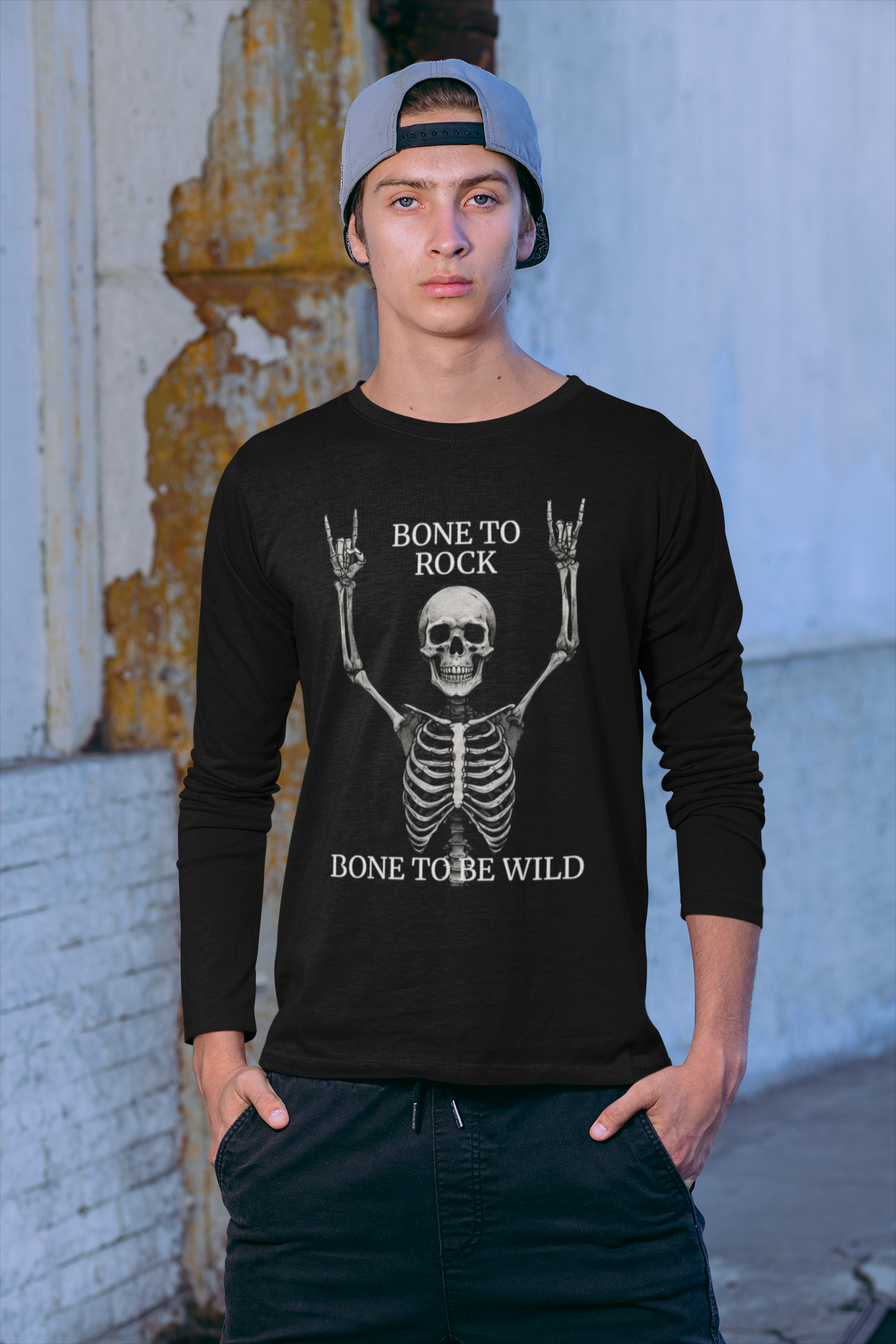 Bone to Rock Skeleton Long Sleeve Tee, Perfect for Halloween Parties, Rock Music Fans, Unisex Casual Wear, Gift for Music Lovers, [...]