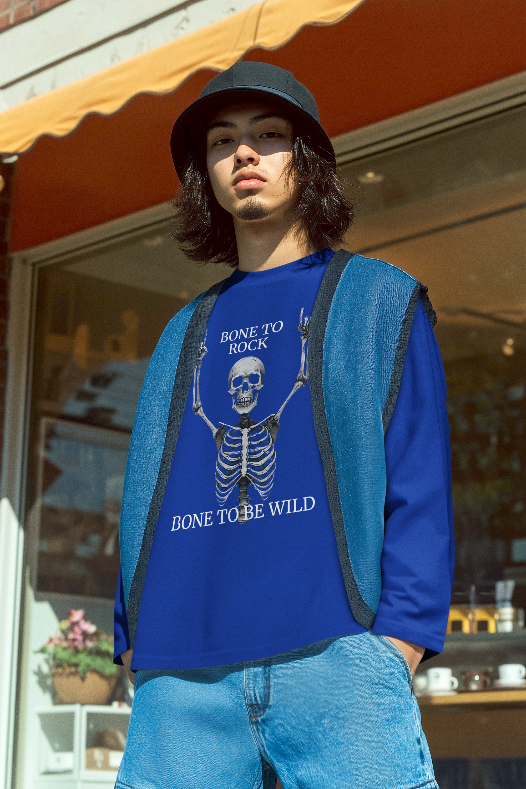 Bone to Rock Skeleton Long Sleeve Tee, Perfect for Halloween Parties, Rock Music Fans, Unisex Casual Wear, Gift for Music Lovers, [...]