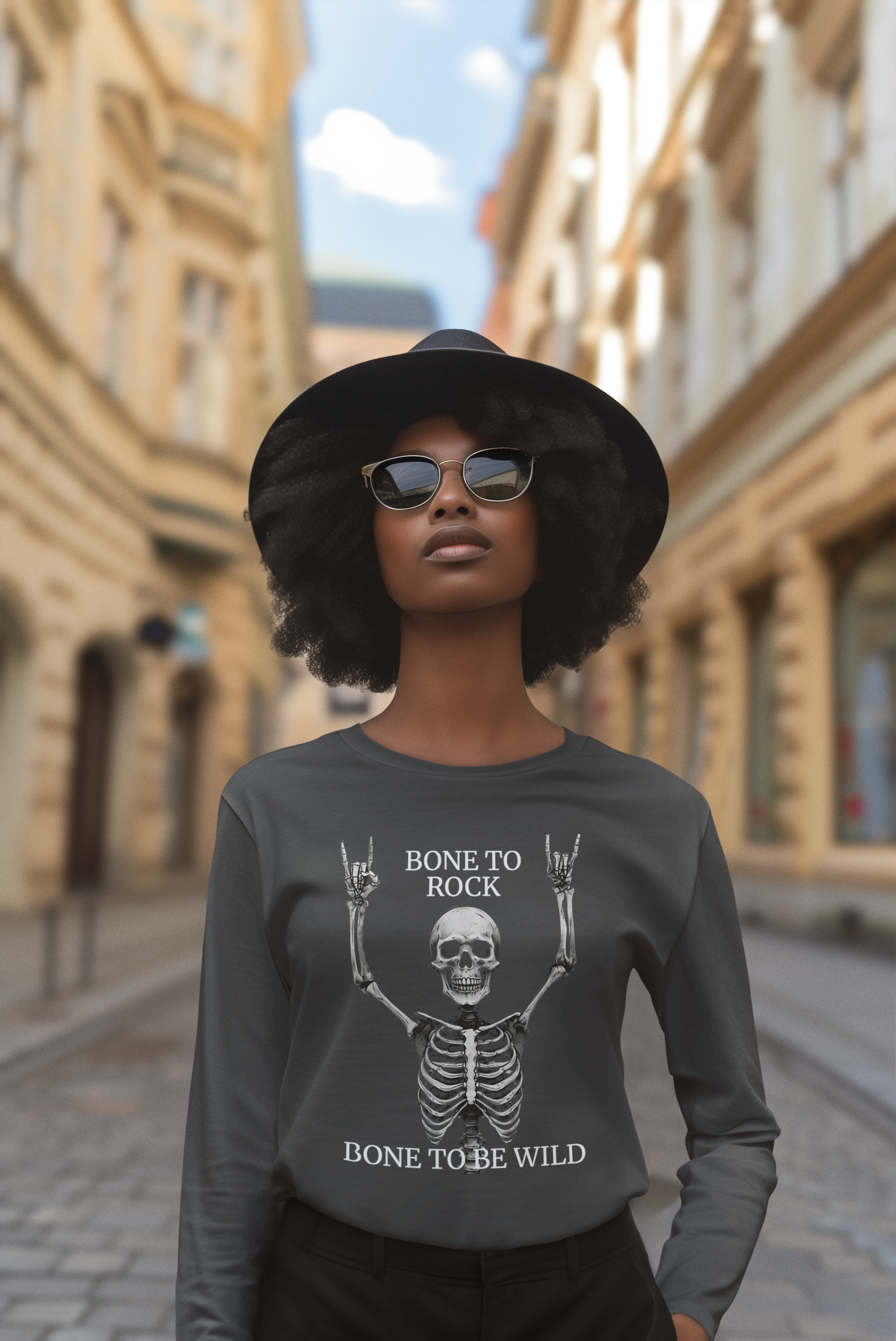 Bone to Rock Skeleton Long Sleeve Tee, Perfect for Halloween Parties, Rock Music Fans, Unisex Casual Wear, Gift for Music Lovers, [...]