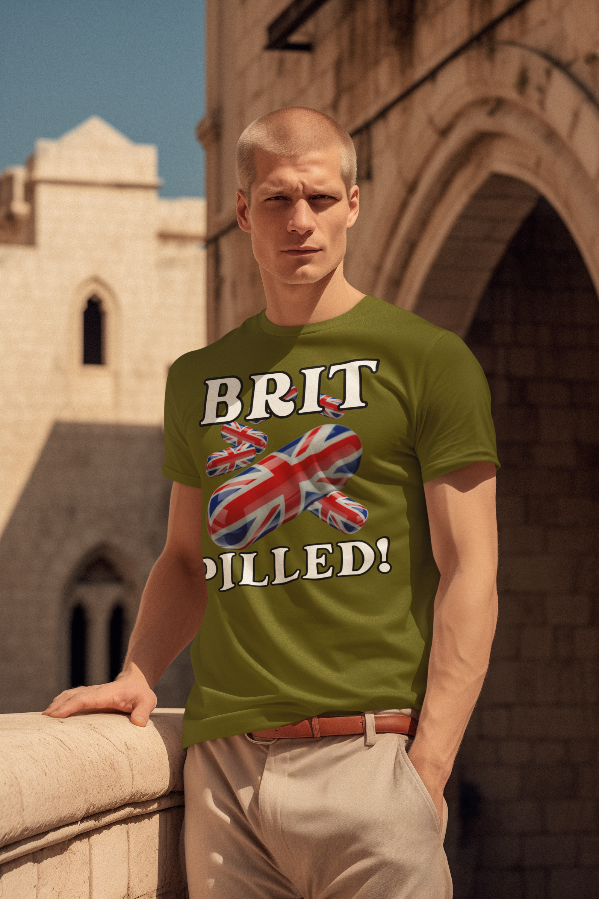 Patriotic Brit Pilled! Union Jack Themed Tee: Perfect for Brits,Edgy relevant make a statement
