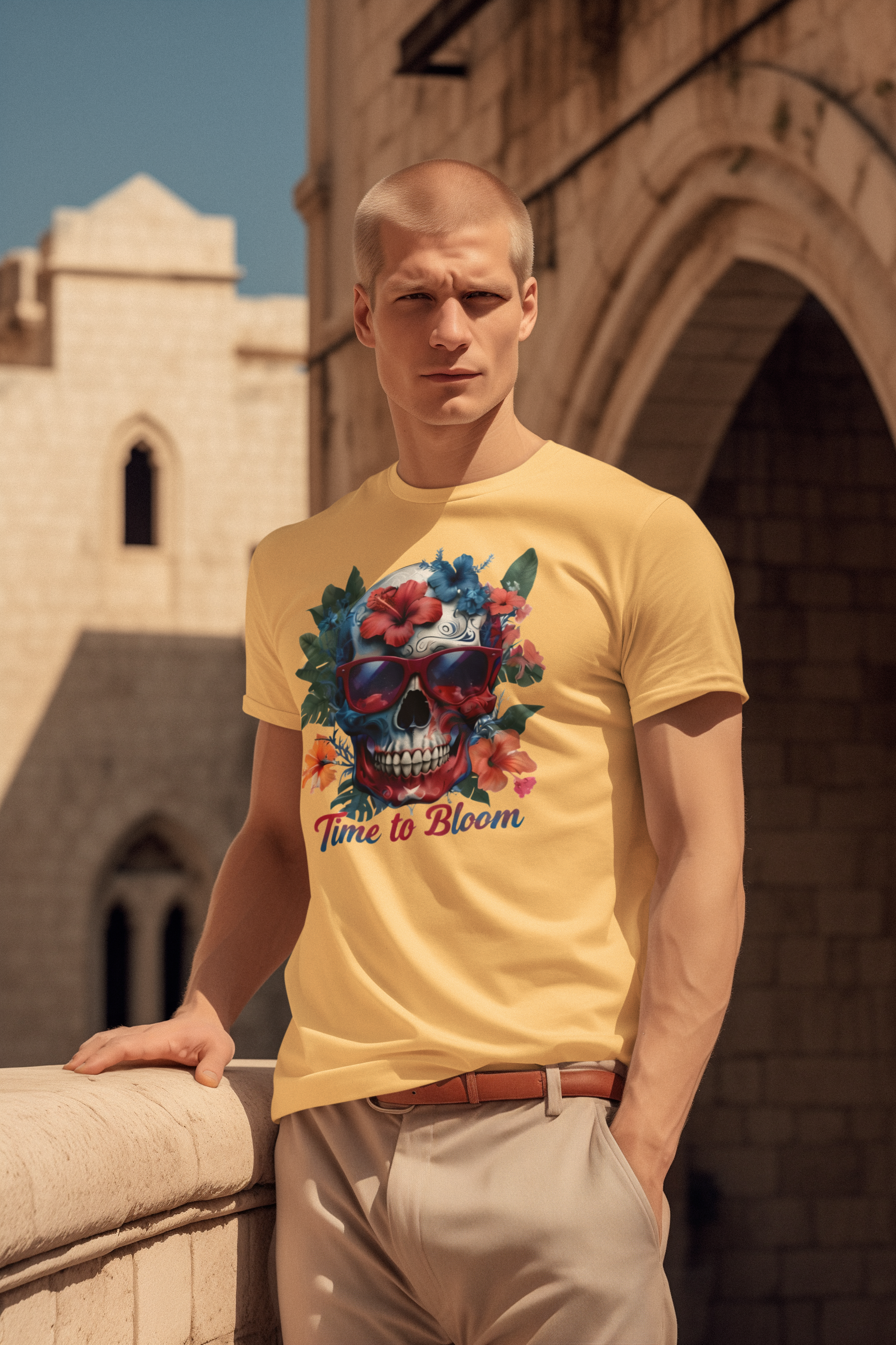 Skull Floral Tee - Time to Bloom, Unisex T-Shirt, Graphic Tee, Gift for Flower Lovers, Vintage Style Apparel