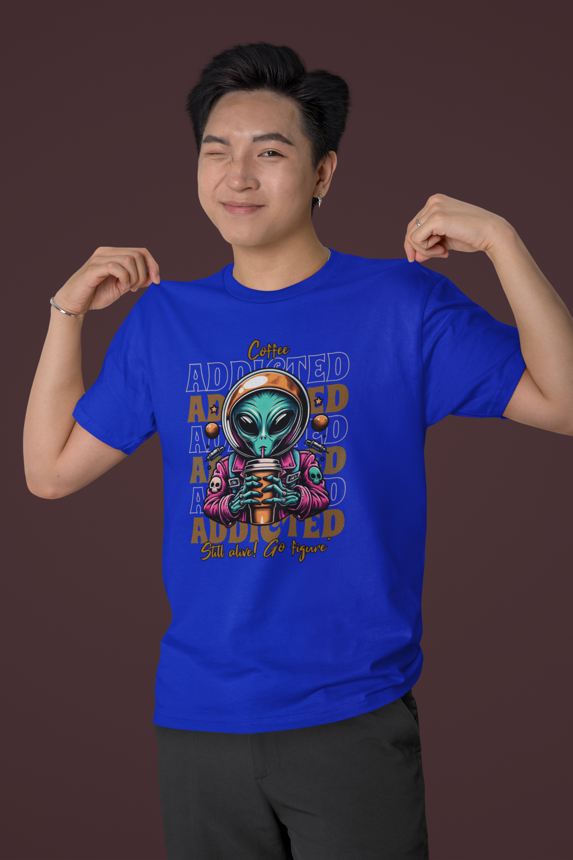 Alien Coffee Addicted T-Shirt — Funny Space Alien Coffee Tee
