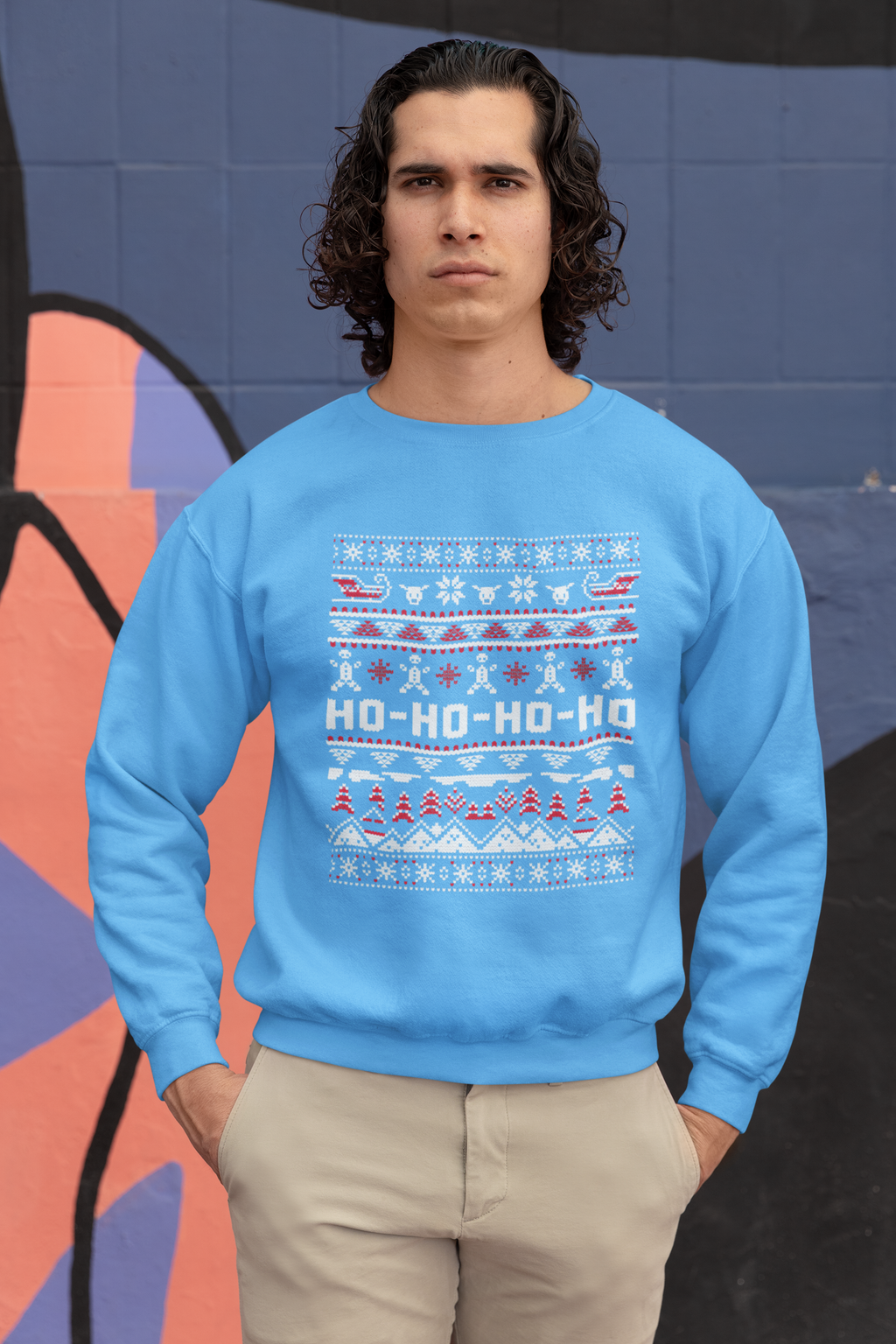 Christmas Ho-Ho-Ho Crewneck Sweatshirt — Festive Ugly Sweater Style
