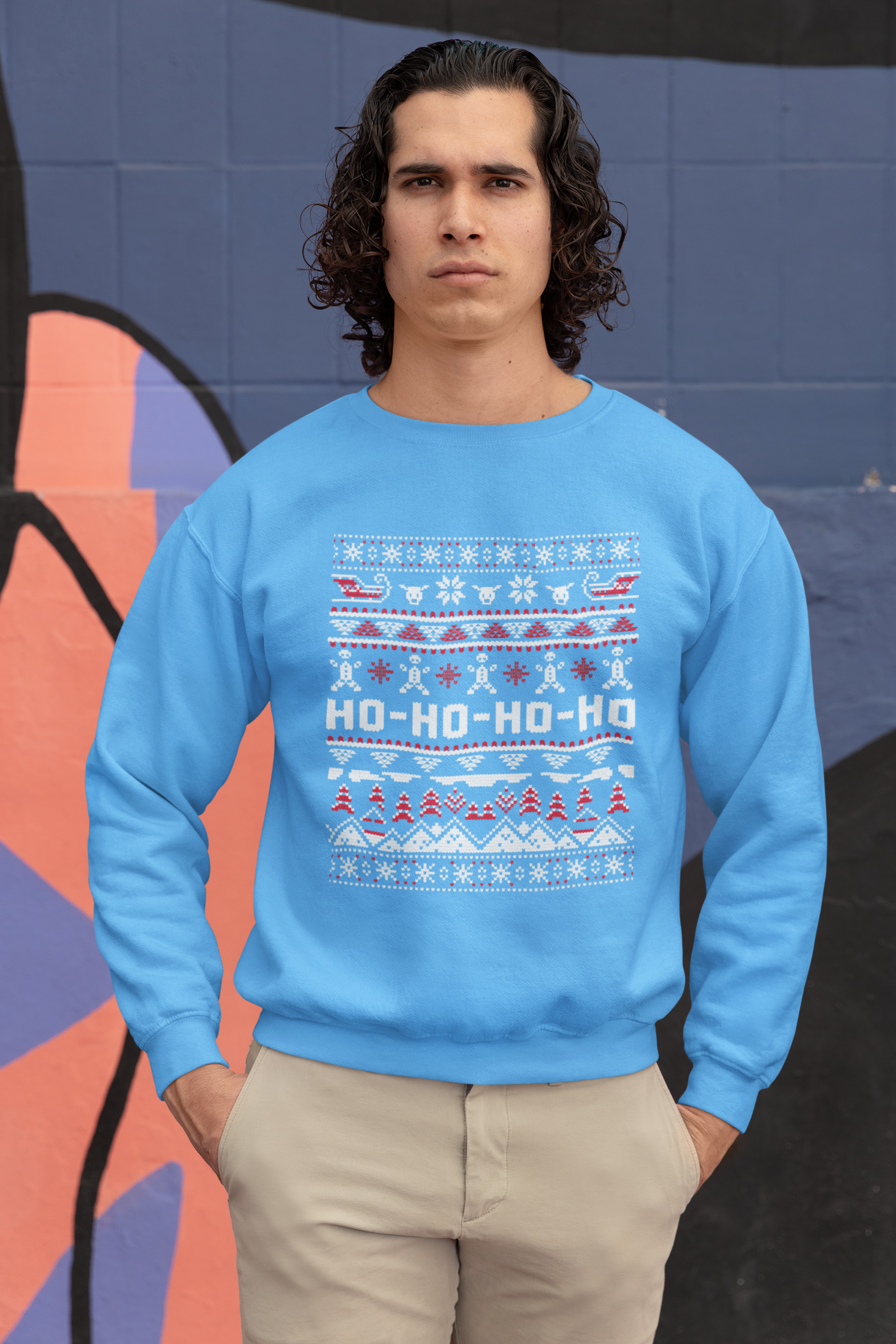 Christmas Ho-Ho-Ho Crewneck Sweatshirt — Festive Ugly Sweater Style
