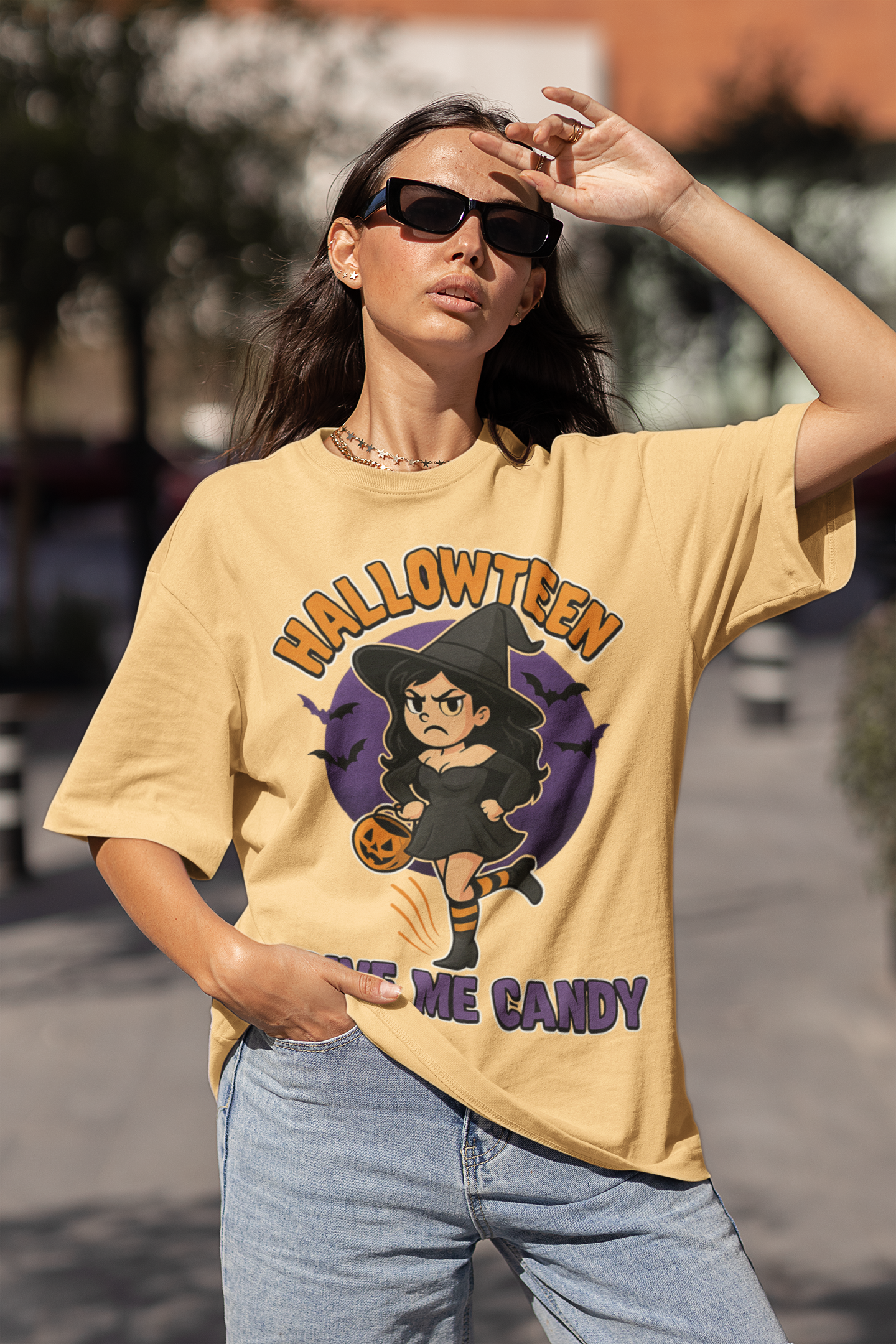 Halloween Witch Give Me Candy T-Shirt, Unisex Softstyle Tee for Halloween Parties, Costume, Gift, Spooky Season