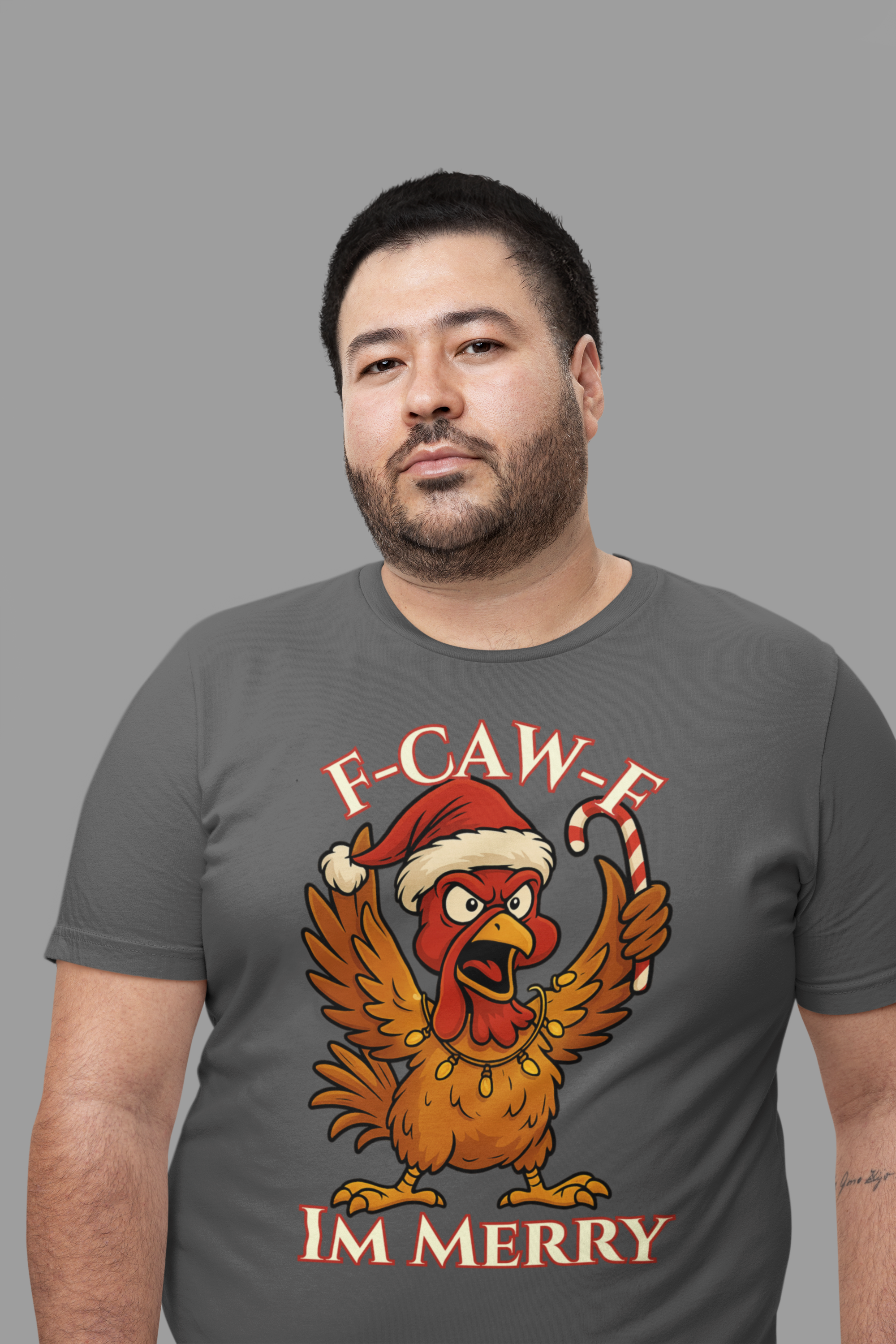 Festive Funny Christmas Tee - "F-Caw-E, I'm Merry"