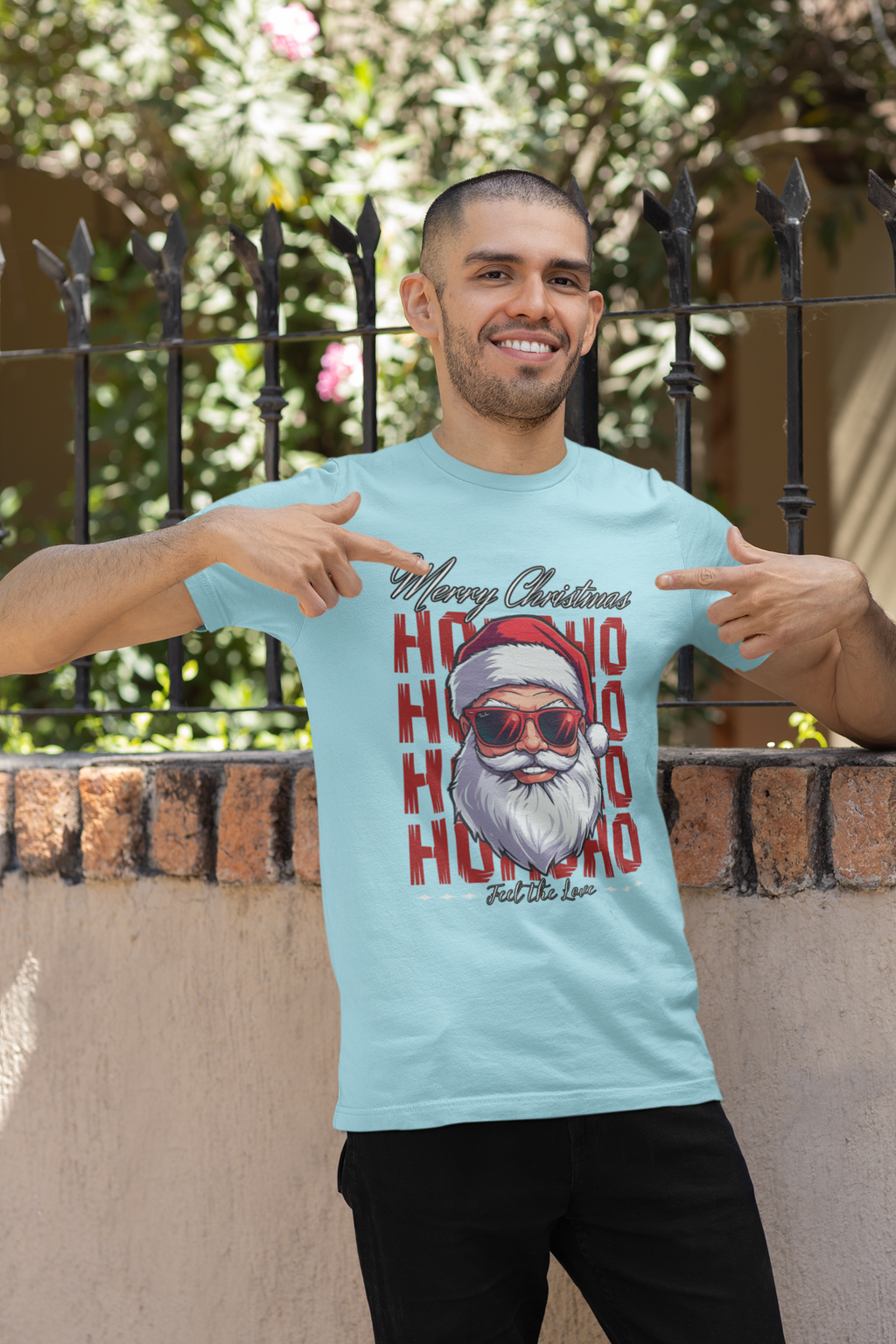 Ho Ho Ho Santa Sunglasses Christmas Tee — "Merry Christmas" Graphic Shirt