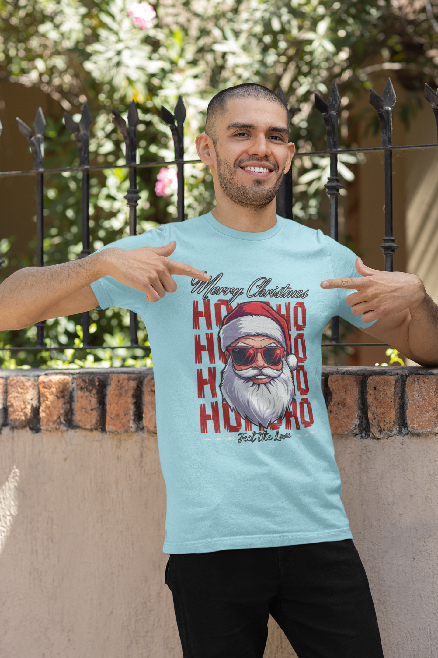 Ho Ho Ho Santa Sunglasses Christmas Tee — "Merry Christmas" Graphic Shirt