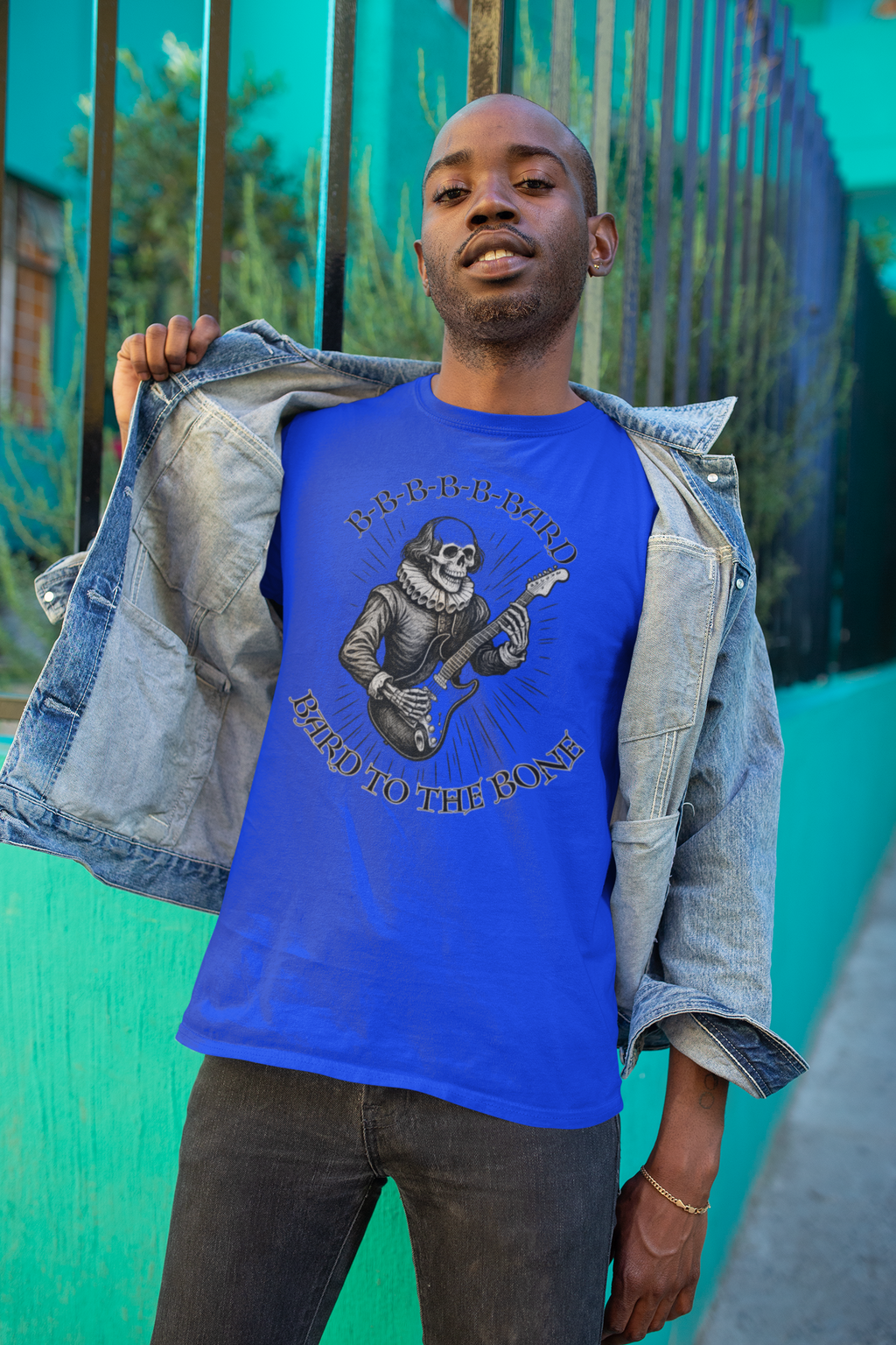 Rock-Inspired Unisex Tee, Skellie Guitarist Shirt, Music Lover Apparel, Halloween Costume Tee, Unique Gift for Musicians