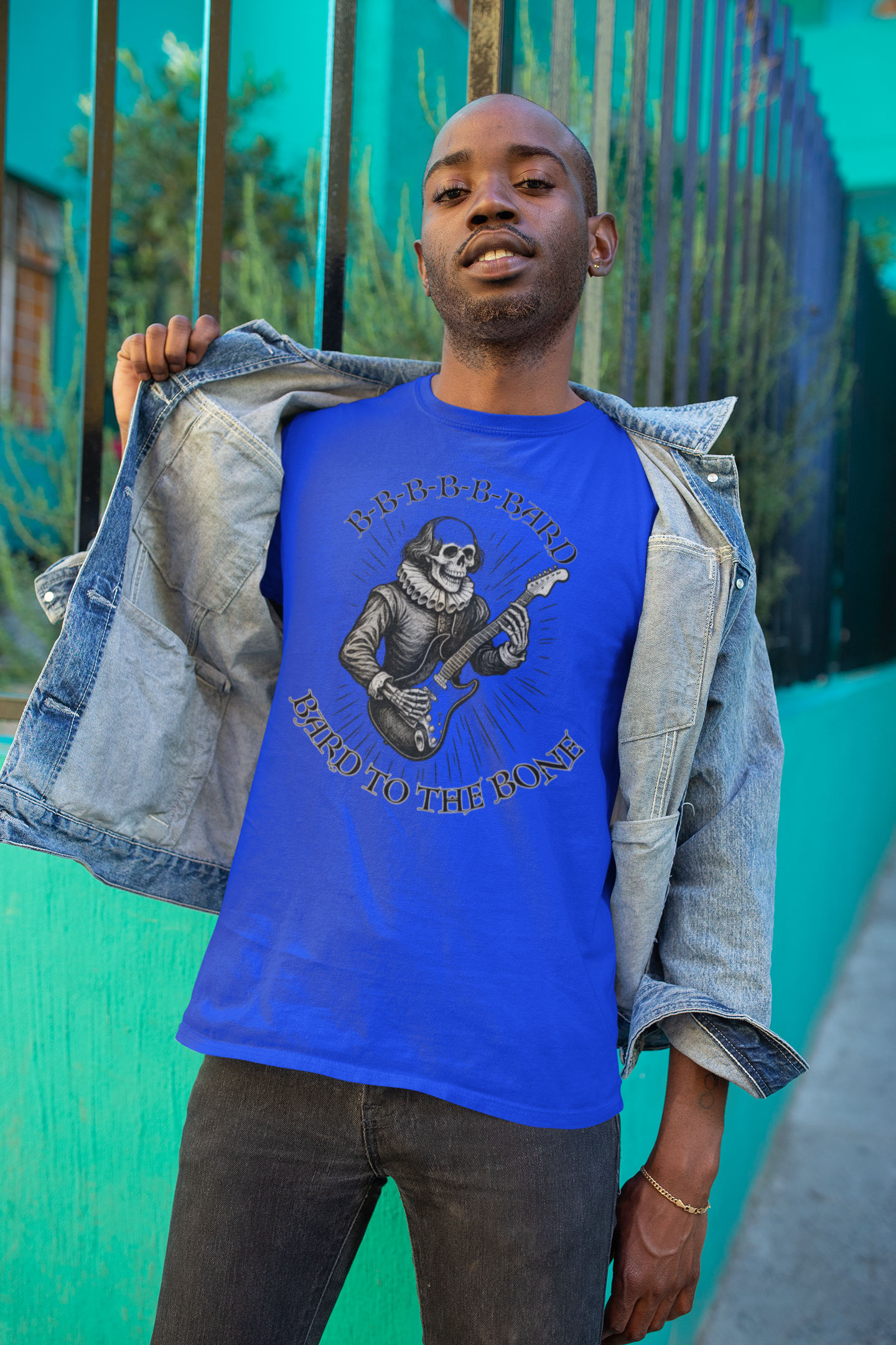 Rock-Inspired Unisex Tee, Skellie Guitarist Shirt, Music Lover Apparel, Halloween Costume Tee, Unique Gift for Musicians