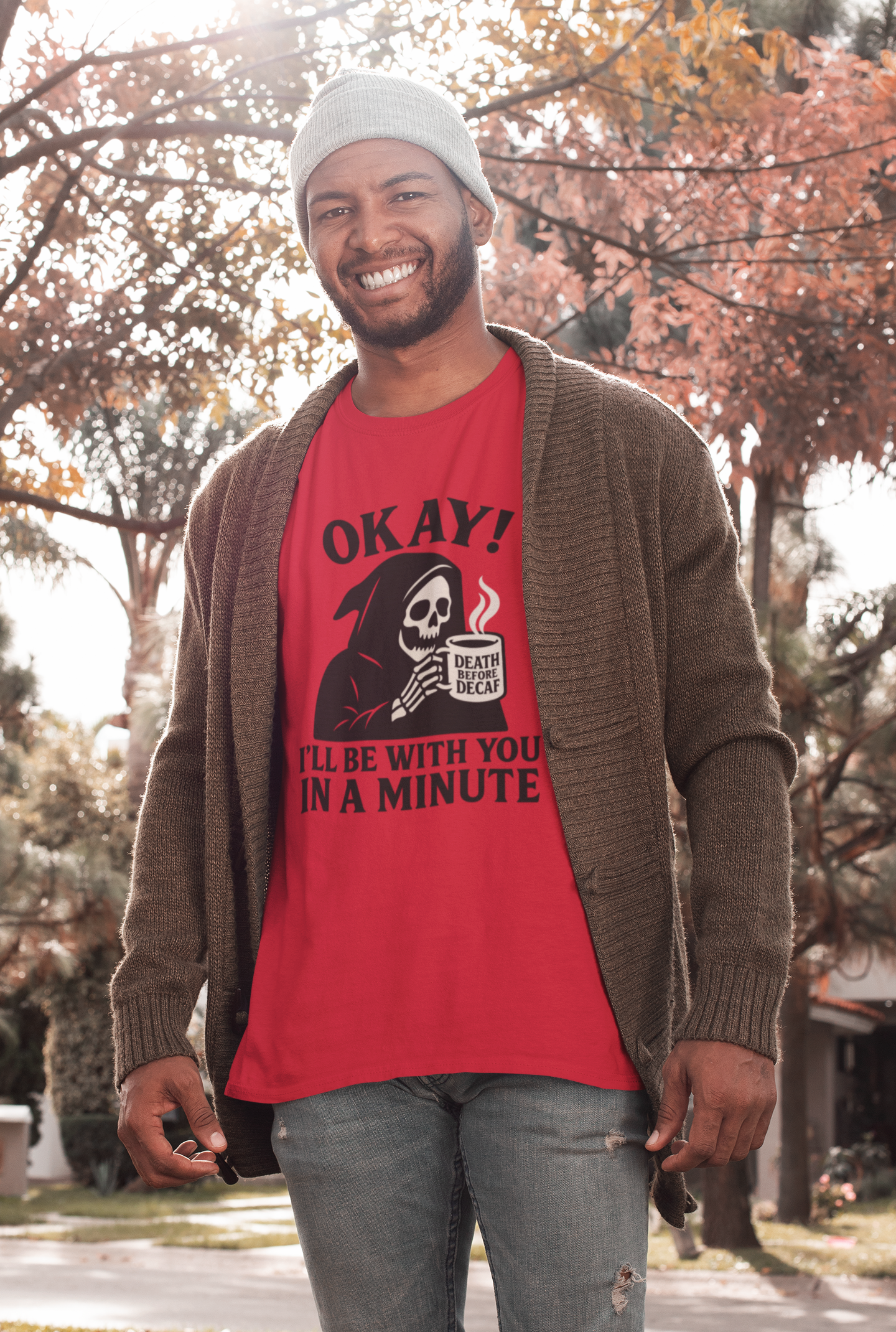Funny Grim Reaper T-Shirt, Unisex Heavy Cotton Tee for Halloween, Gift for Friends, Skull Design, Quirky Casual Wear