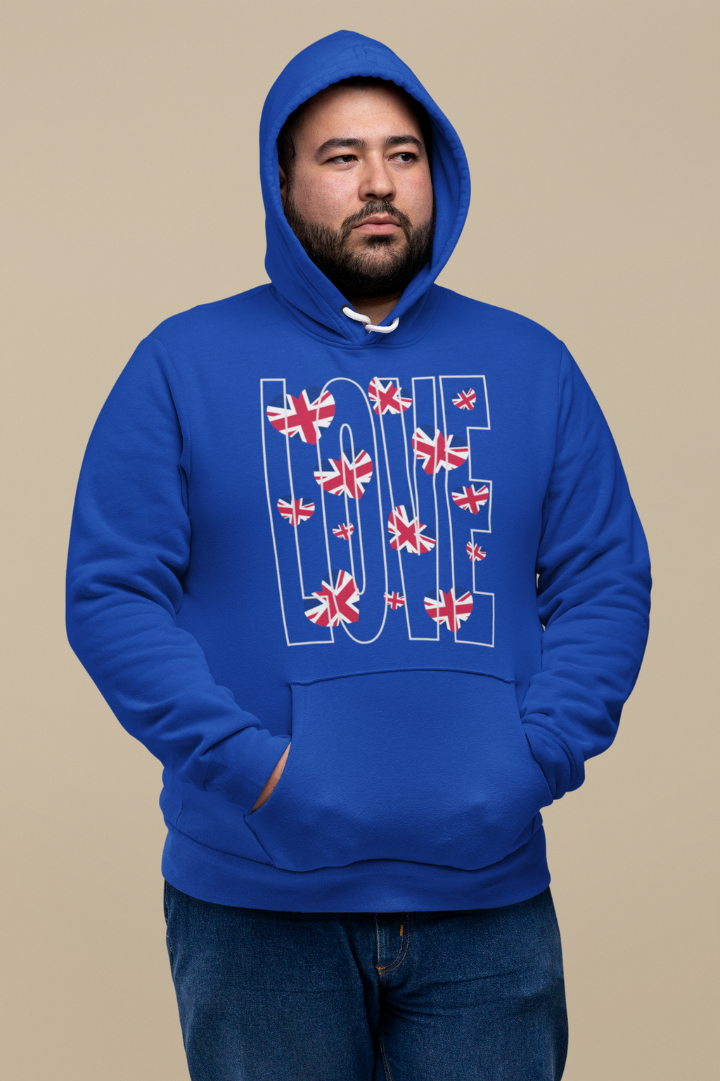 British Hearts Unisex College Hoodie, Cozy Fashion Pullover, UK Pride Apparel, Perfect Gift for Students, Casual Wear