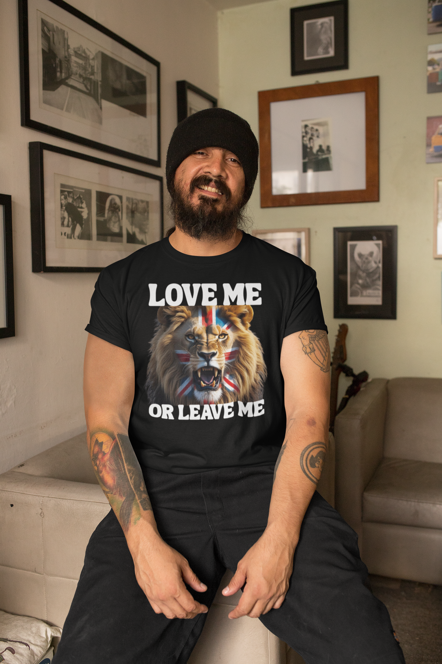 Union Jack Lion Tee - Love Me or Leave Me, Graphic T-Shirt, Unisex Tee, British Pride Shirt, Animal Lover Gift, Casual Wear