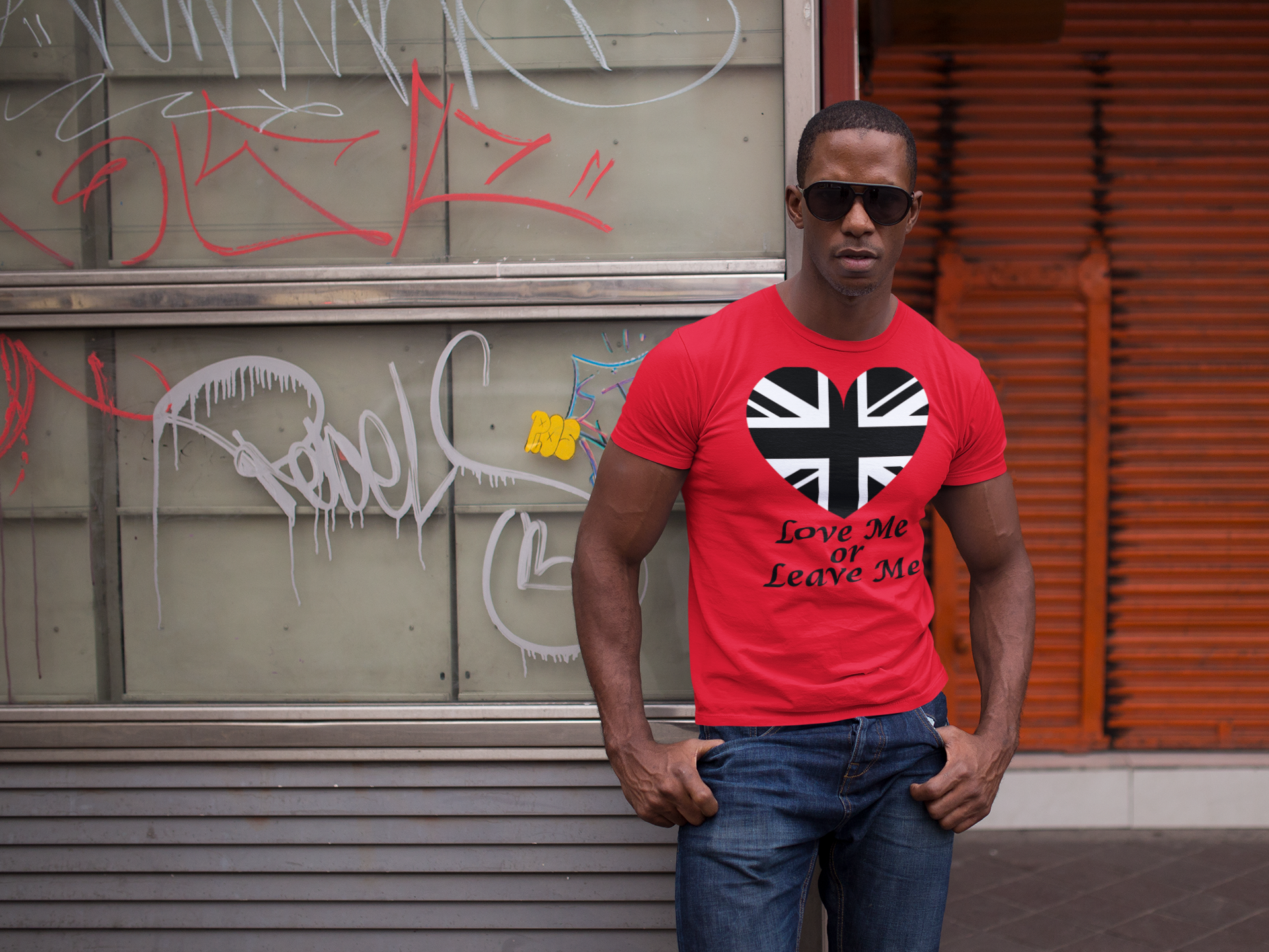 Patriotic  British Union Jack Heart Tee, Love Me or Leave Me Shirt, Unisex T-Shirt, Casual Wear, Gift for Him/Her