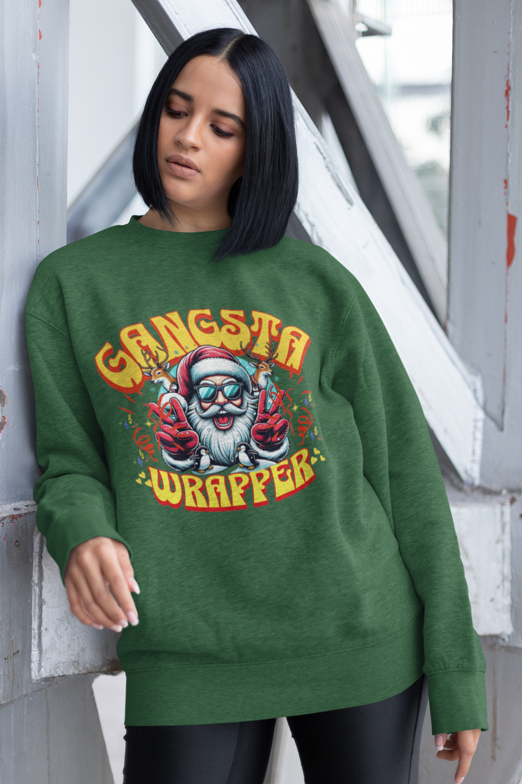 Gangsta Wrapper Sweatshirt - Funny Unisex Holiday Crewneck