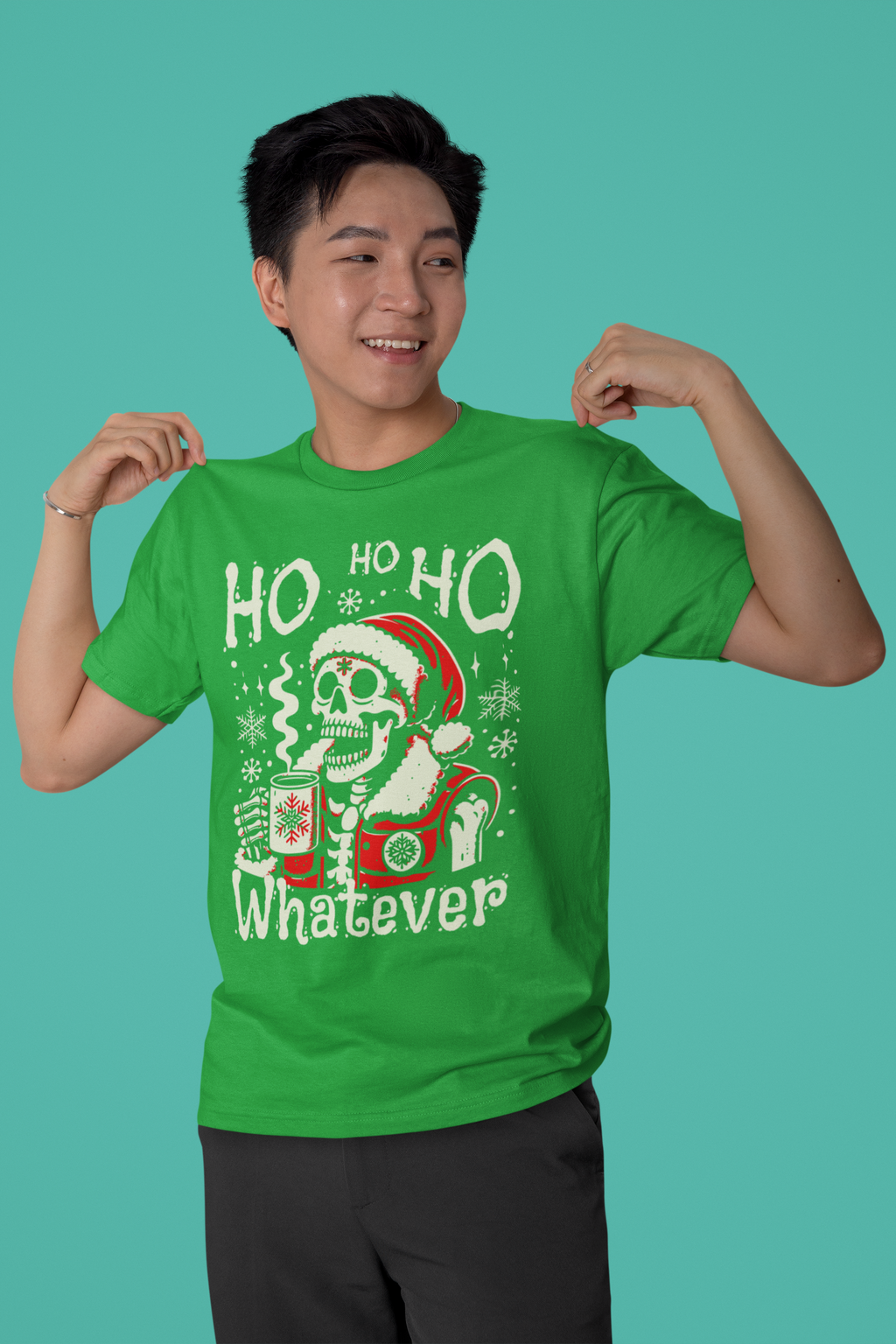 Skull Santa 'Ho Ho Whatever' Christmas Tee