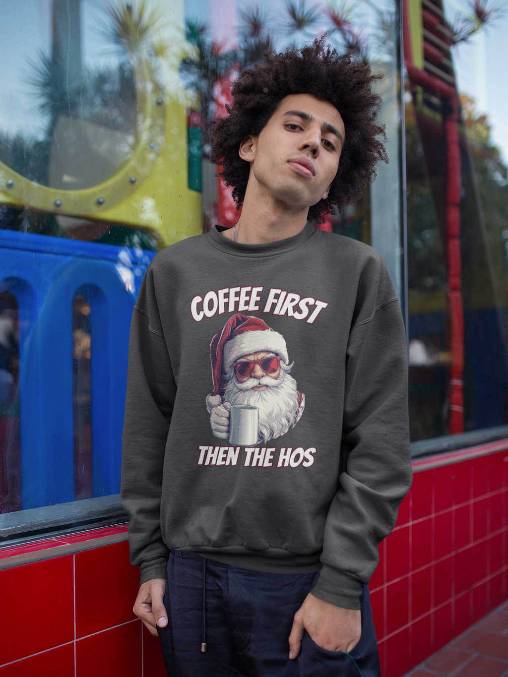 Santa Coffee First Crewneck Sweatshirt