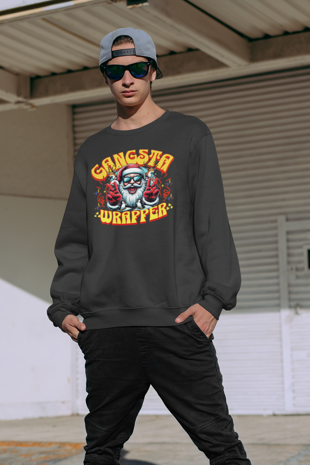 Gangsta Wrapper Sweatshirt - Funny Unisex Holiday Crewneck