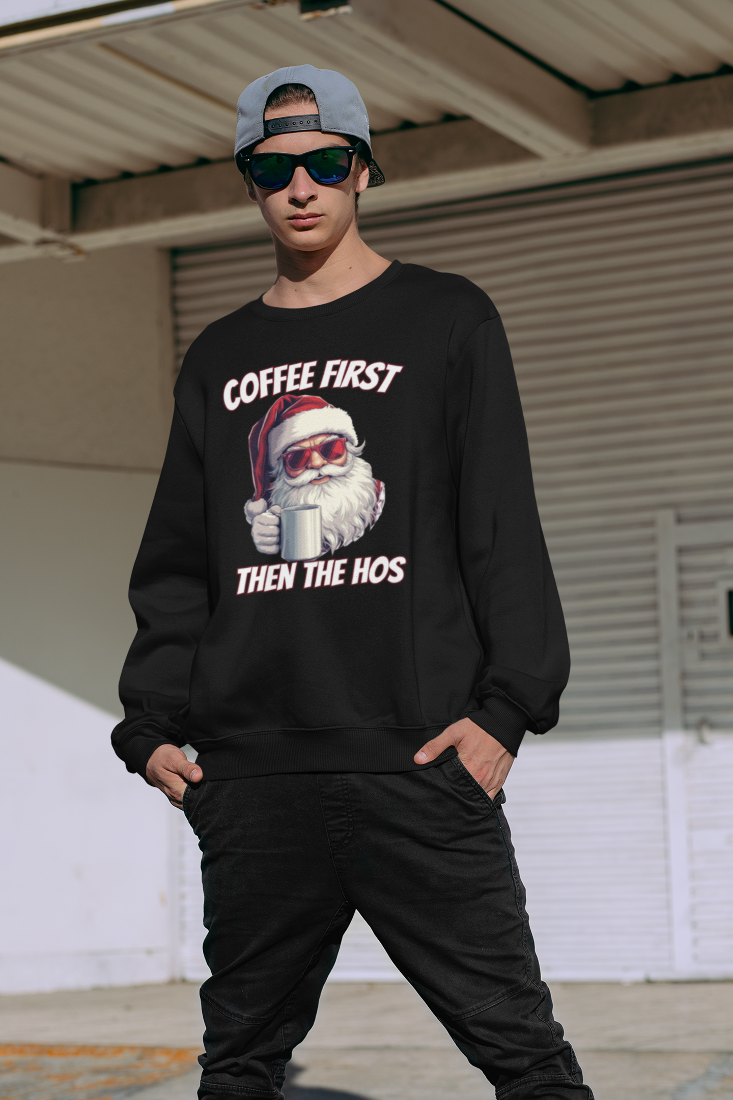 Santa Coffee First Crewneck Sweatshirt