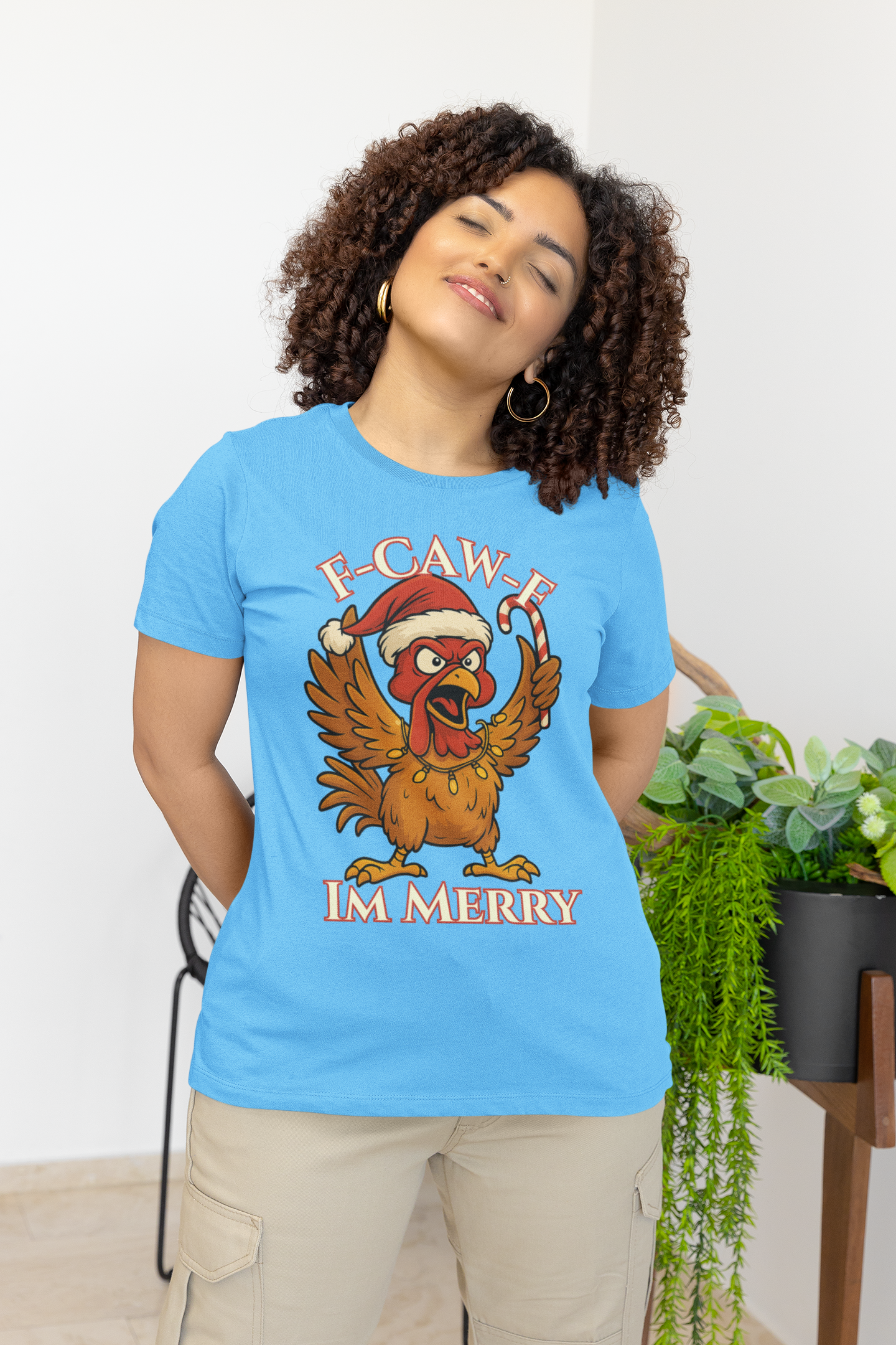 Festive Funny Christmas Tee - "F-Caw-E, I'm Merry"