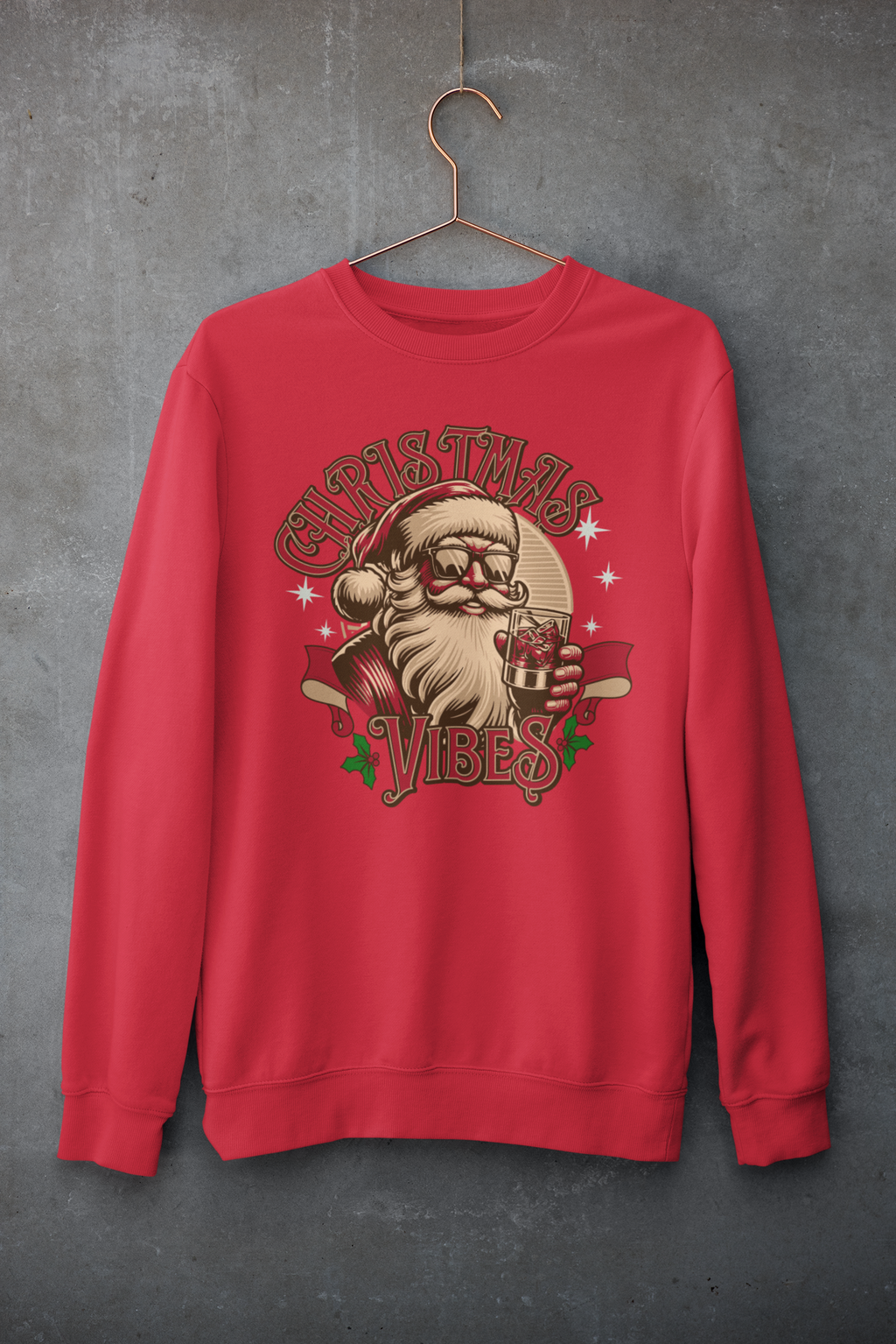 Sweatshirt — Retro Santa "Christmas Vibes" Holiday Crewneck