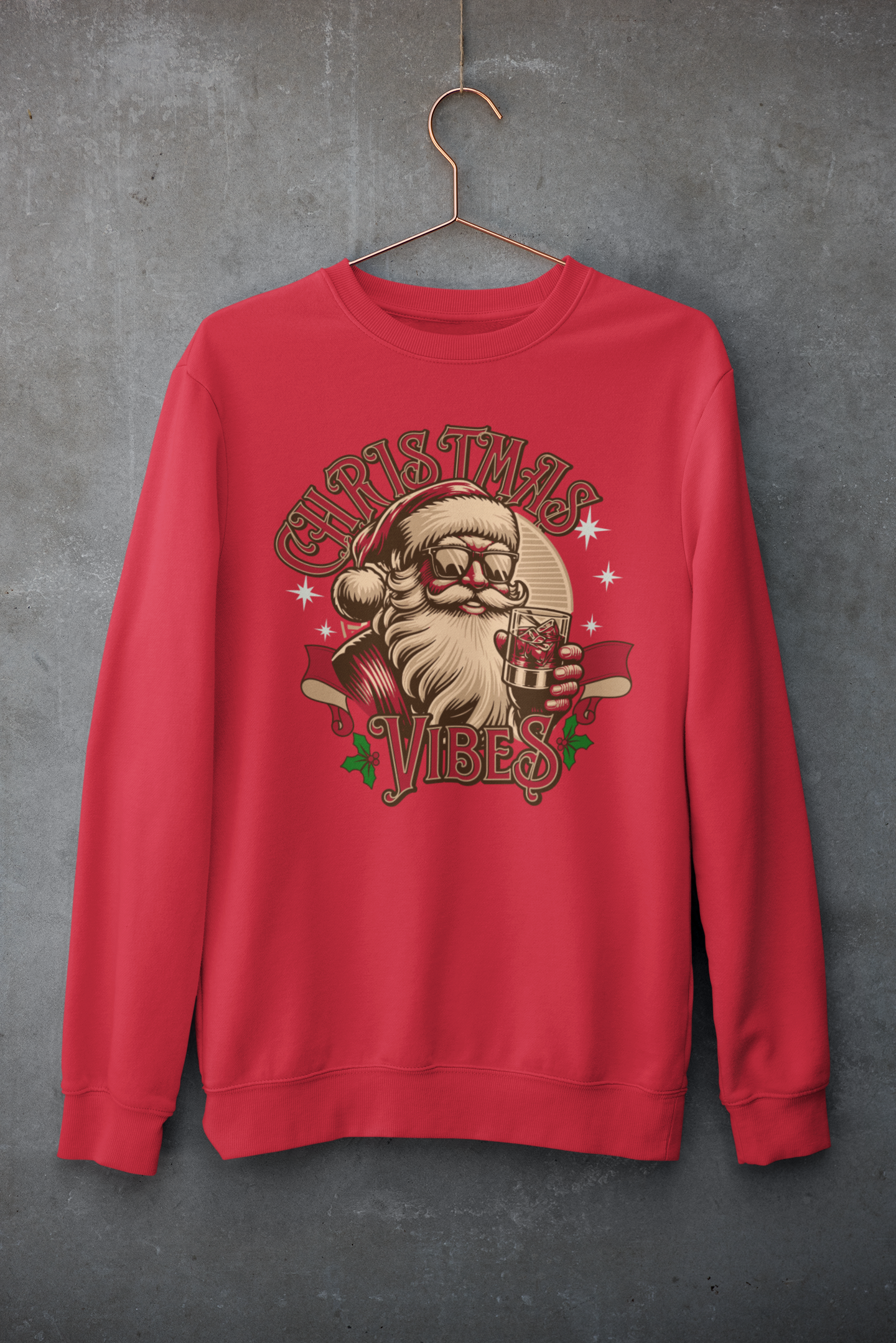Sweatshirt — Retro Santa "Christmas Vibes" Holiday Crewneck