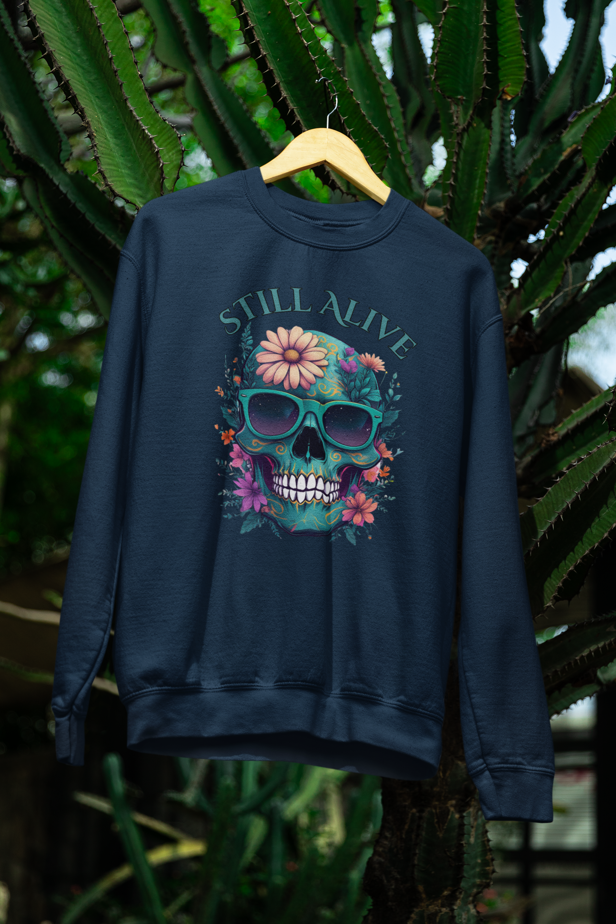 Still Alive Skull Floral Crewneck Sweatshirt