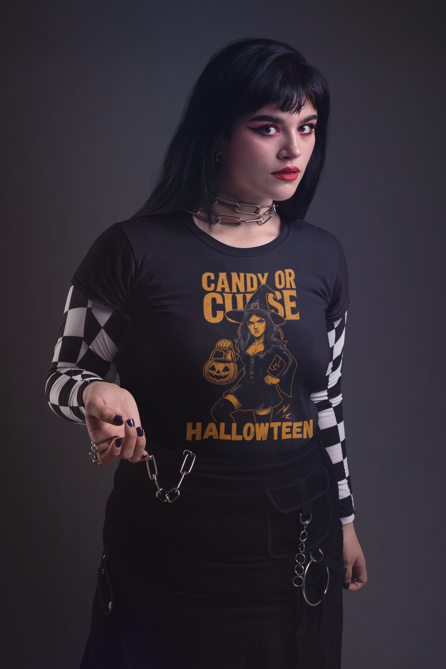 Halloween Unisex Heavy Cotton Tee, Spooky Costume Shirt, Candy or Curse T-Shirt, Witch Graphic Tee, Fall Festive Apparel