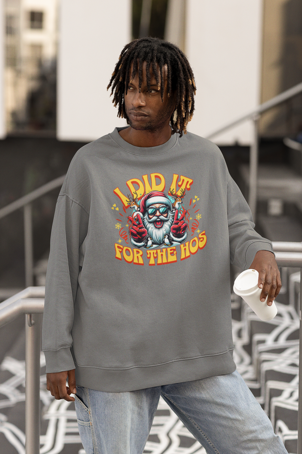 Festive Crewneck Sweatshirt - "I Did It for the Ho's"
