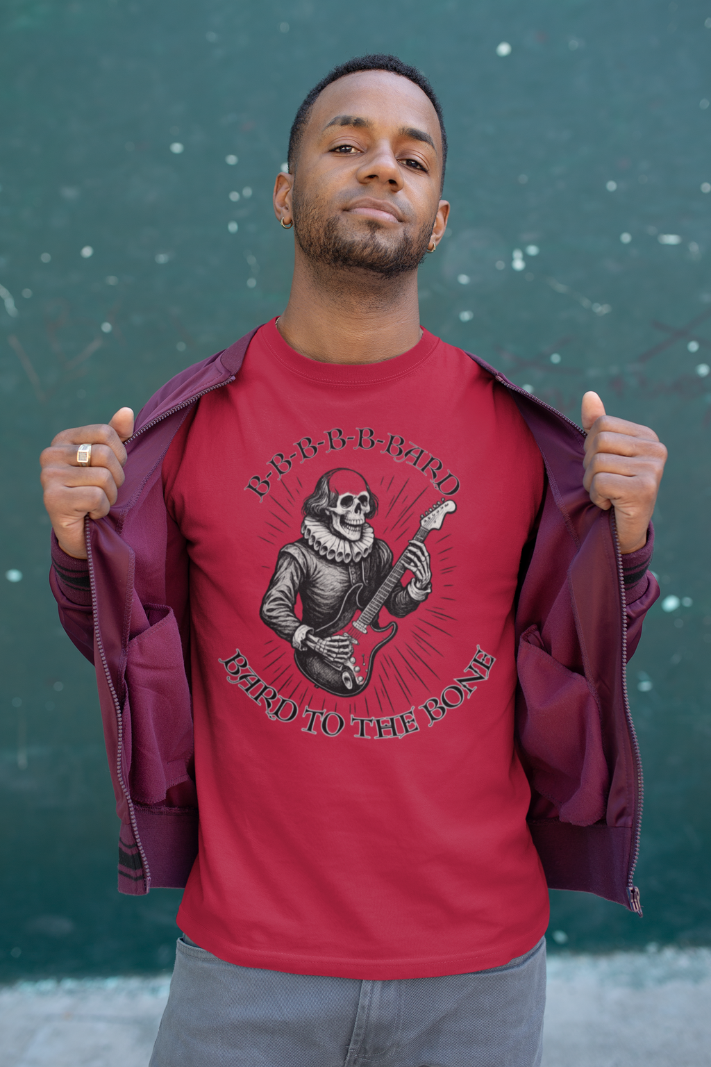 Rock-Inspired Unisex Tee, Skellie Guitarist Shirt, Music Lover Apparel, Halloween Costume Tee, Unique Gift for Musicians