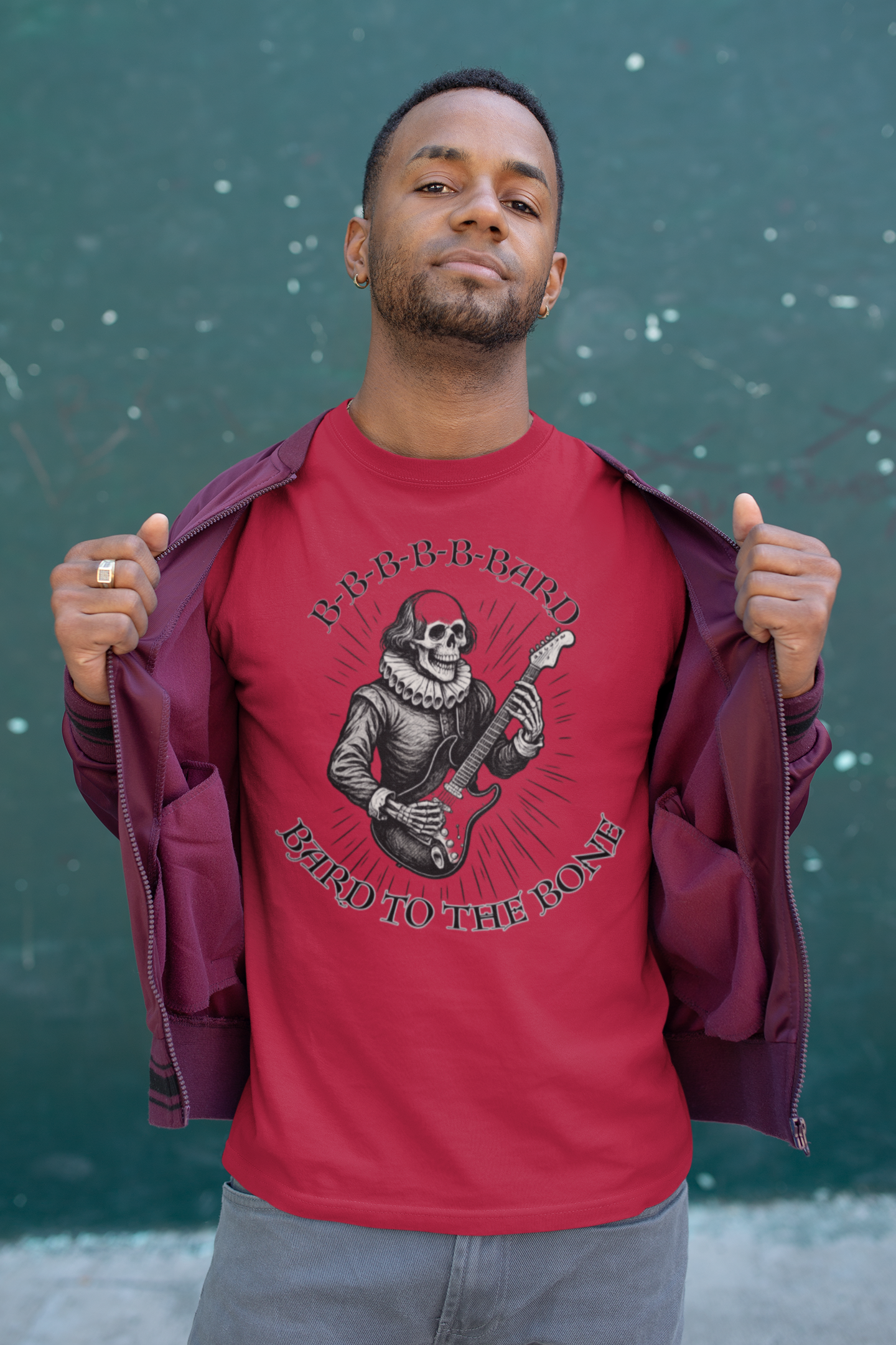 Rock-Inspired Unisex Tee, Skellie Guitarist Shirt, Music Lover Apparel, Halloween Costume Tee, Unique Gift for Musicians