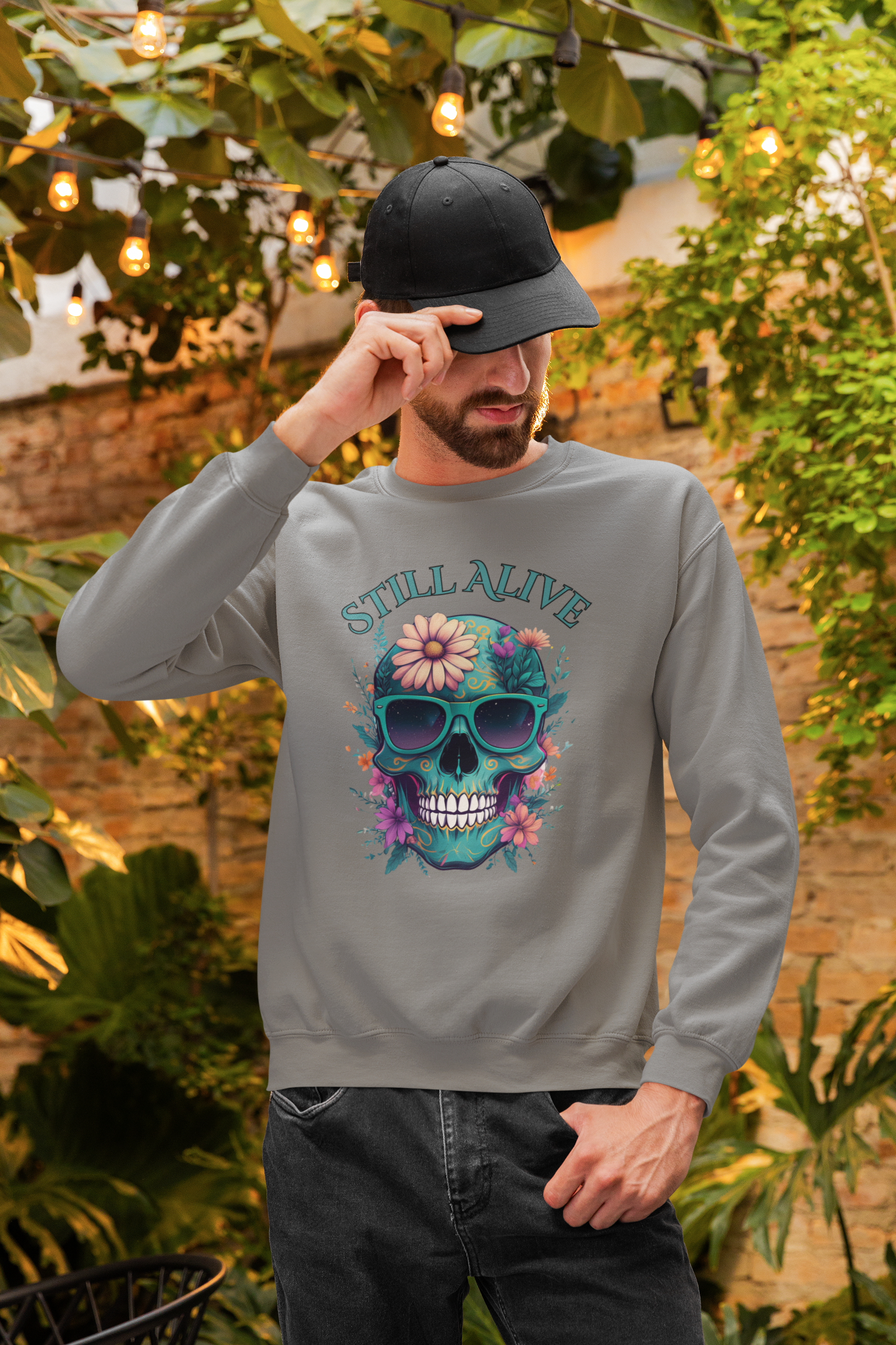 Still Alive Skull Floral Crewneck Sweatshirt