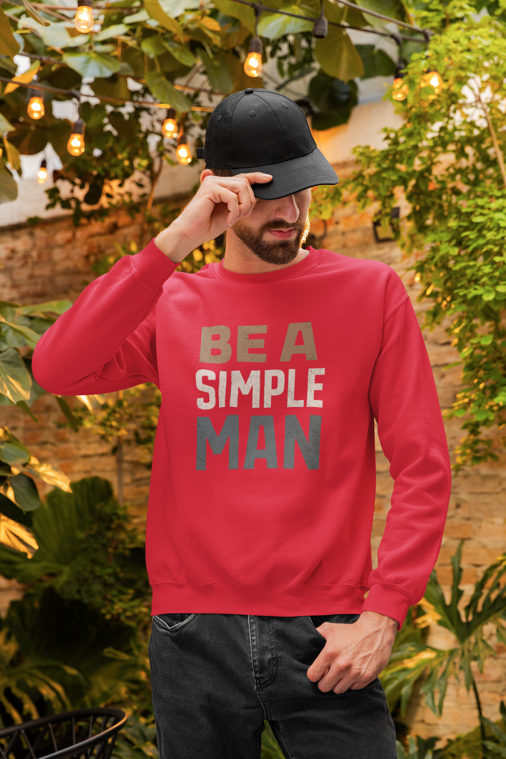Be A Simple Man Crewneck Sweatshirt — Minimalist Men's Graphic Pullover