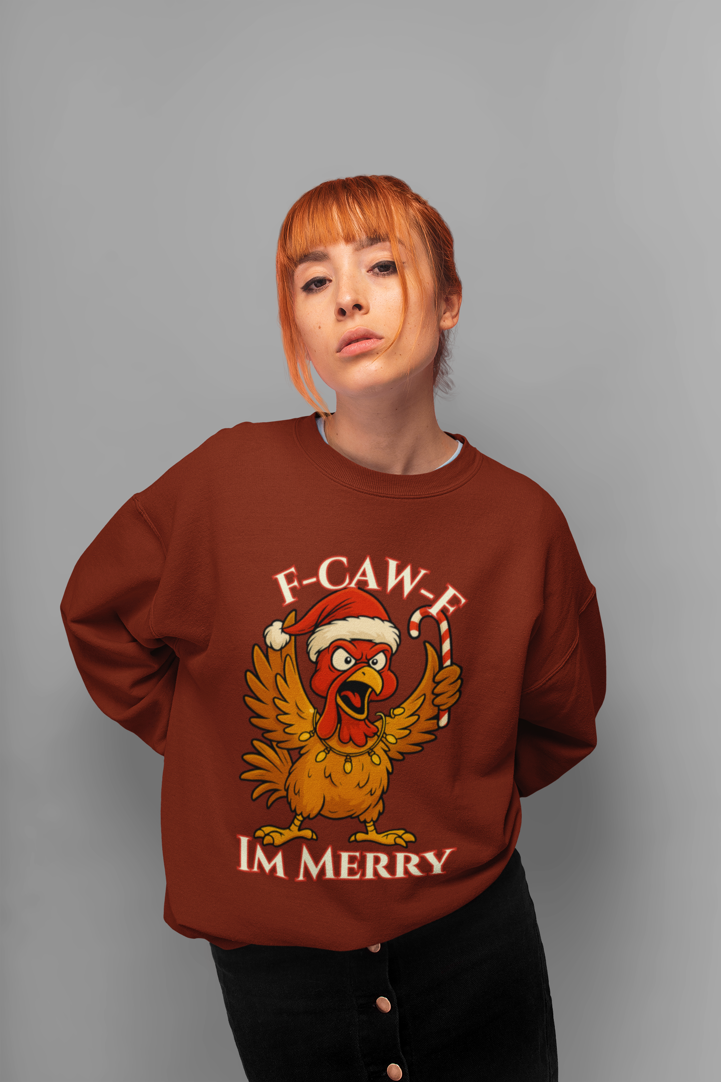 Funny Christmas Sweatshirt - 'F-Caw-F I'm Merry' Unisex Crewneck