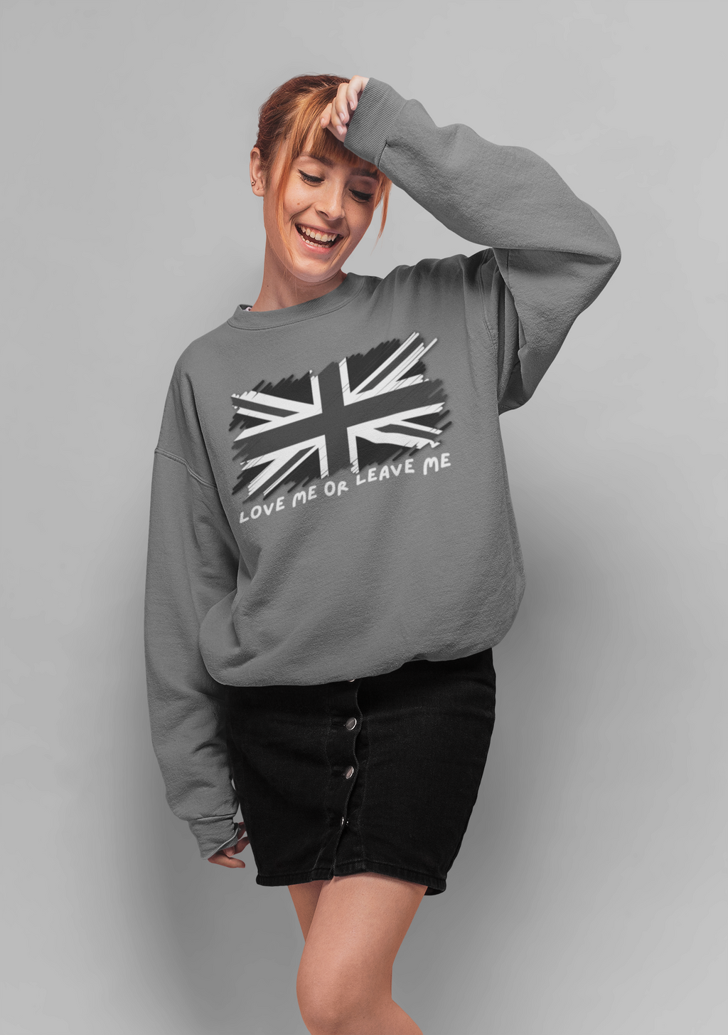Union Jack Love Sweatshirt, Cozy Sweater, Gift for Him/Her, Casual Outfit, British Flag Apparel, Perfect for Travel