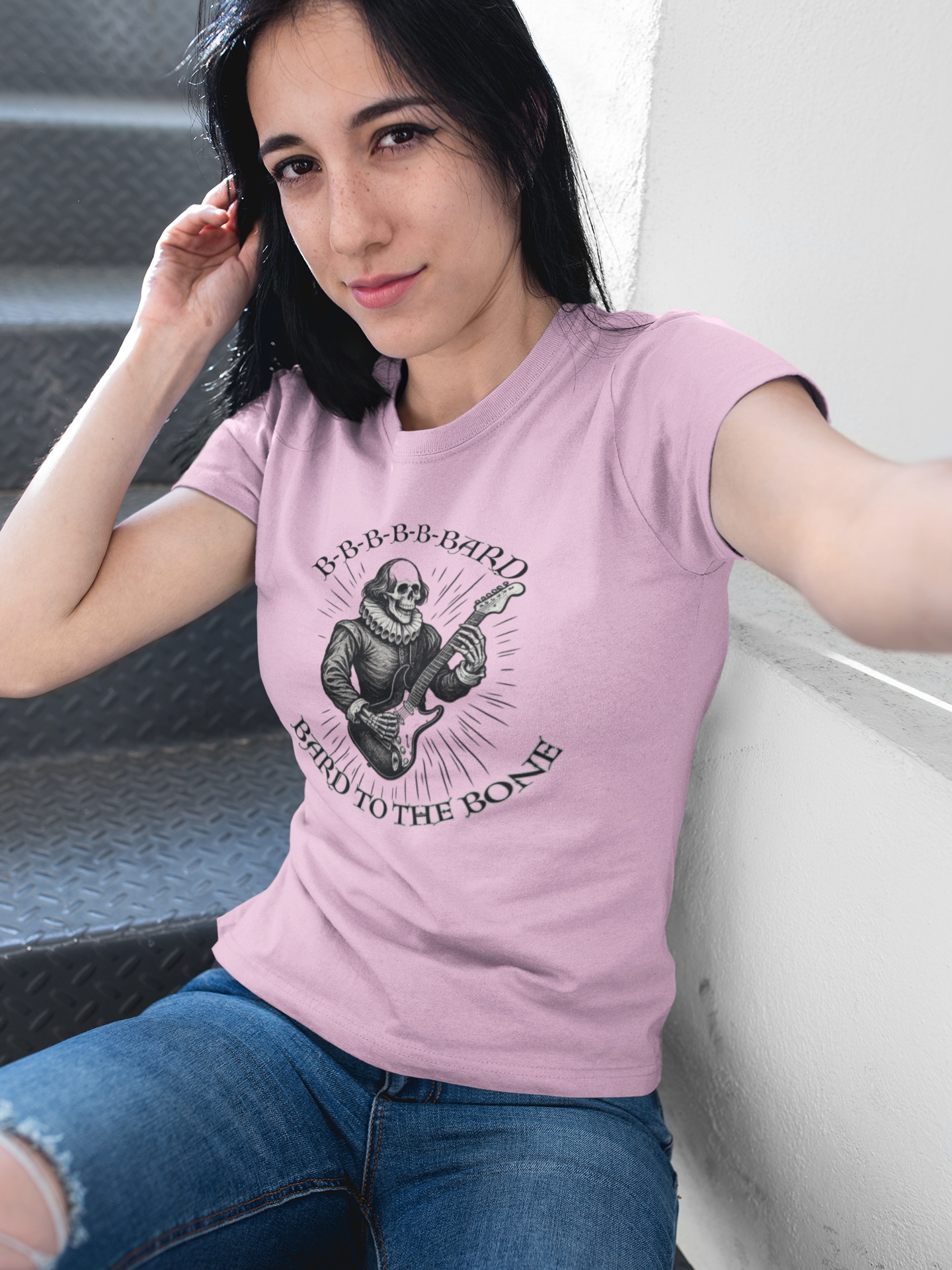 Rock-Inspired Unisex Tee, Skellie Guitarist Shirt, Music Lover Apparel, Halloween Costume Tee, Unique Gift for Musicians