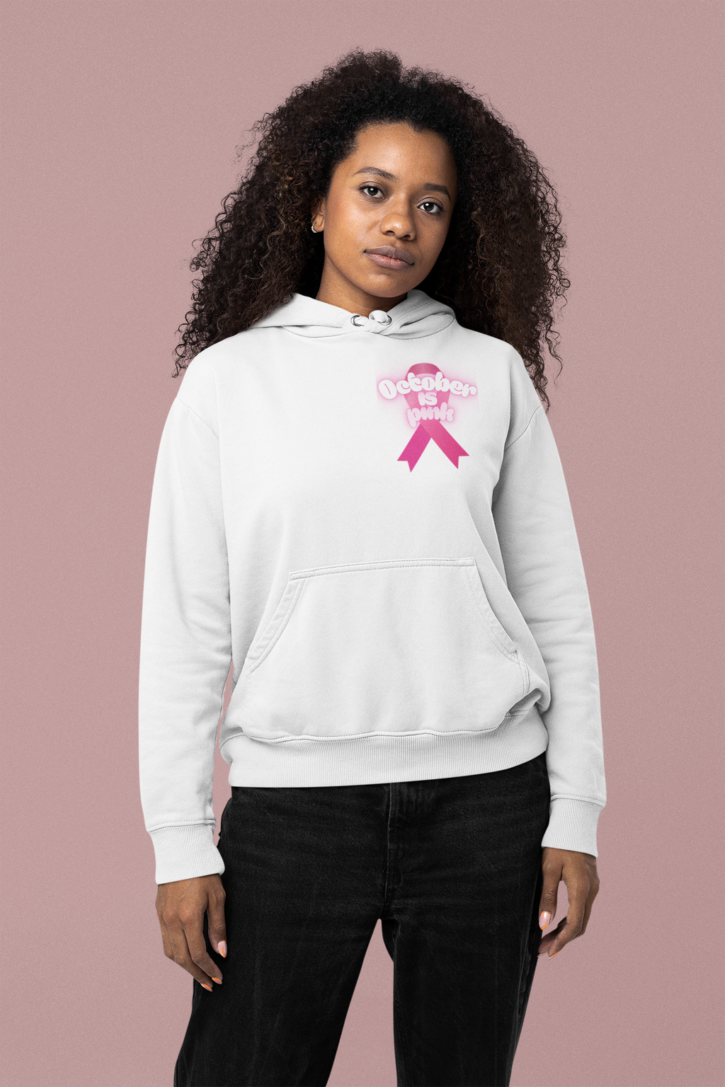 Girlie College Hoodie - October is Breast Cancer Awareness Month, Casual Sweatshirt, Fall Fashion, Comfort Wear, Gift for Her, [...]