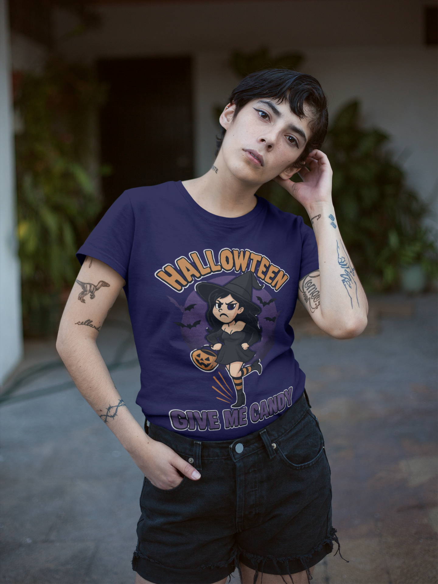 Halloween Witch Give Me Candy T-Shirt, Unisex Softstyle Tee for Halloween Parties, Costume, Gift, Spooky Season