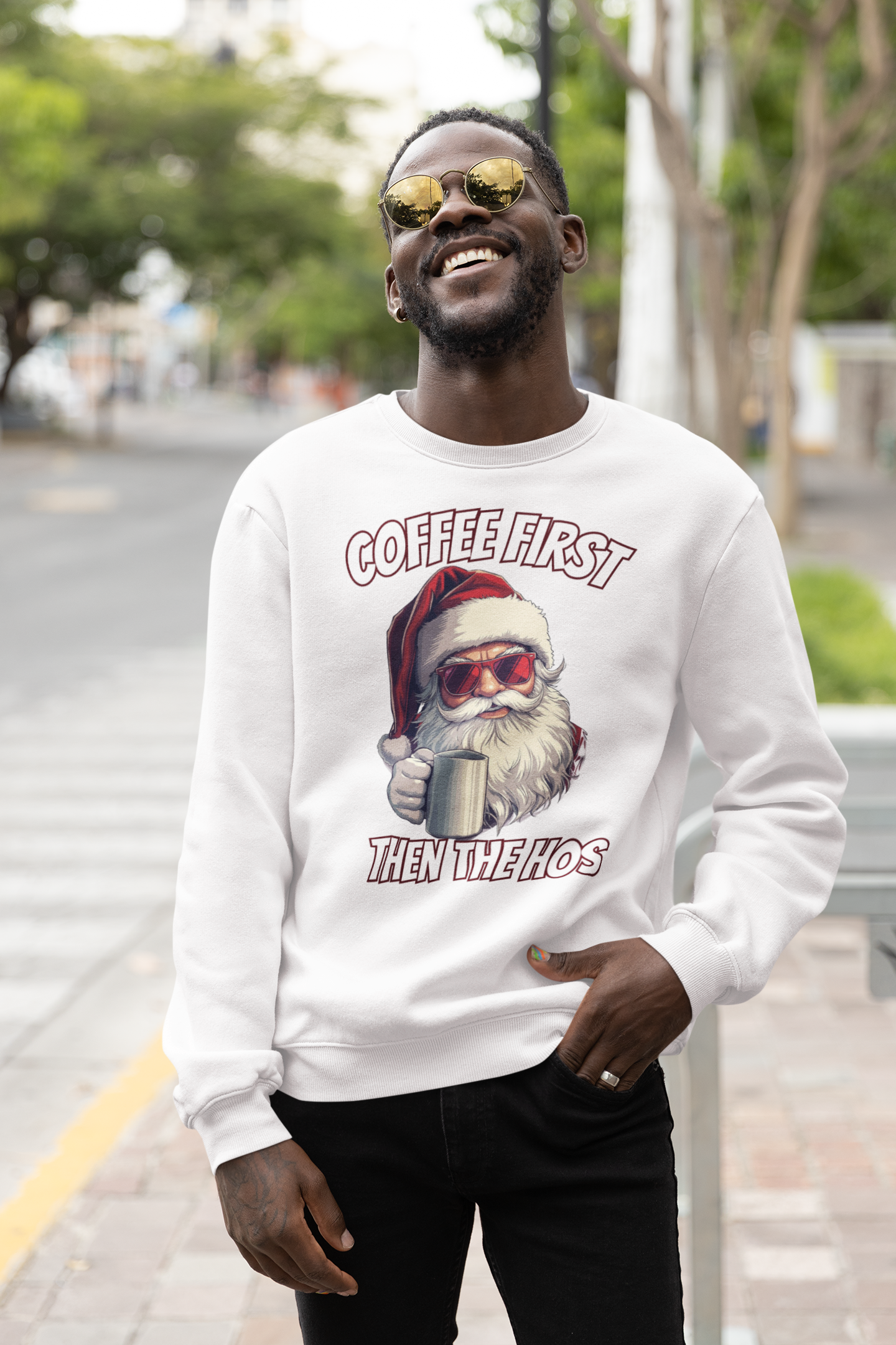 Santa Coffee First Crewneck Sweatshirt