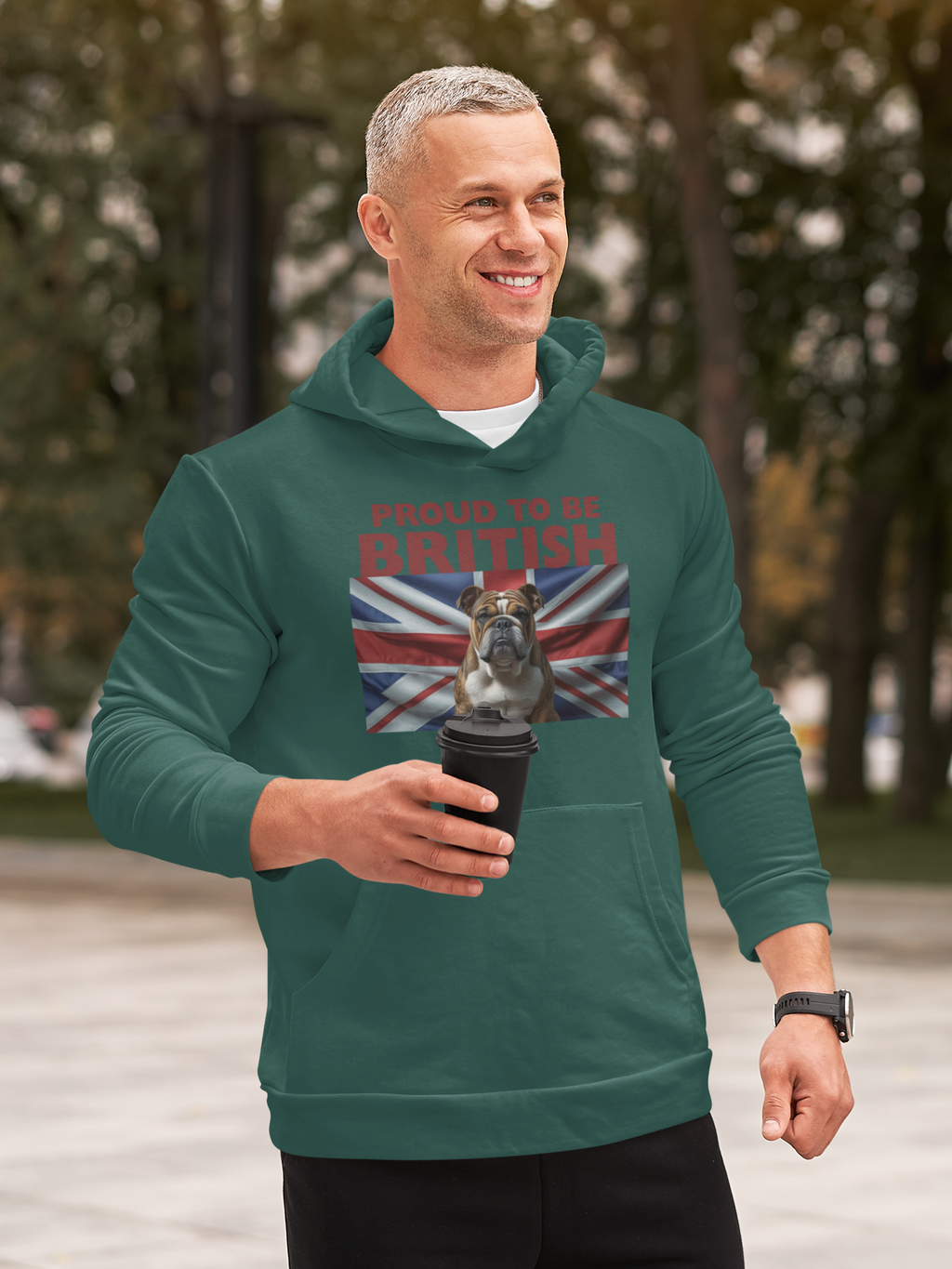 Proud to Be British Hoodie - Unisex College Sweatshirt, Ideal for Students, British Pride Apparel, Casual Wear, Gifts for Dog Lovers
