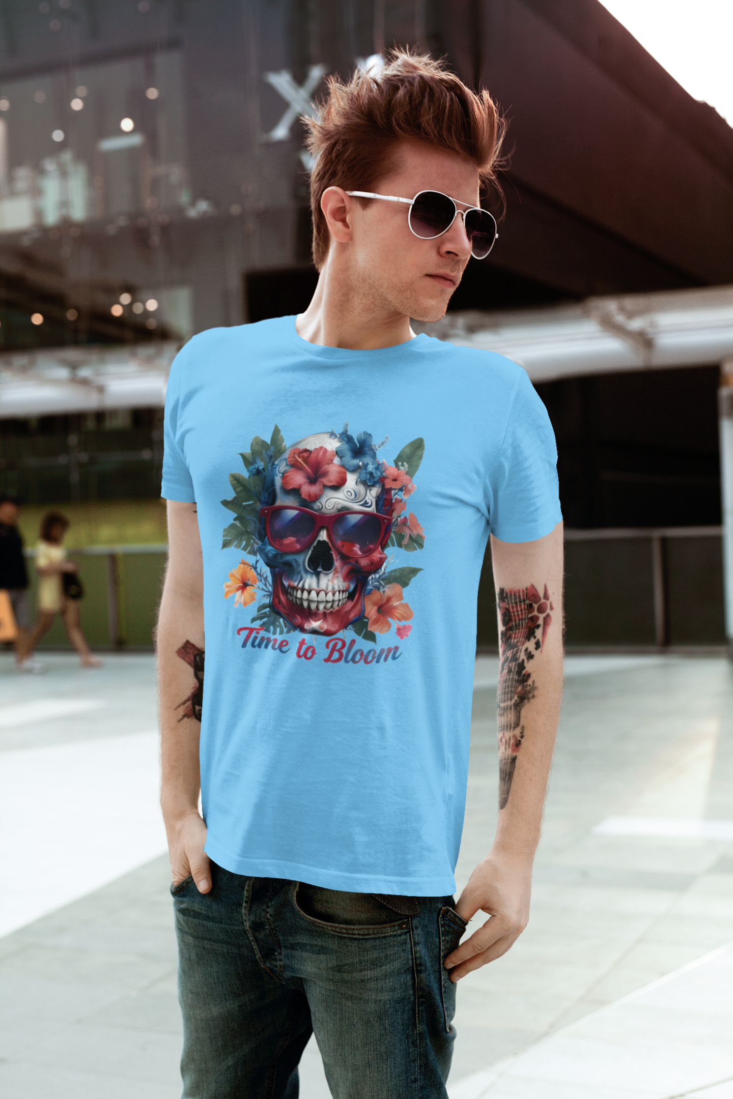Skull Floral Tee - Time to Bloom, Unisex T-Shirt, Graphic Tee, Gift for Flower Lovers, Vintage Style Apparel