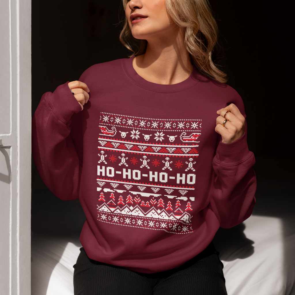 Christmas Ho-Ho-Ho Crewneck Sweatshirt — Festive Ugly Sweater Style