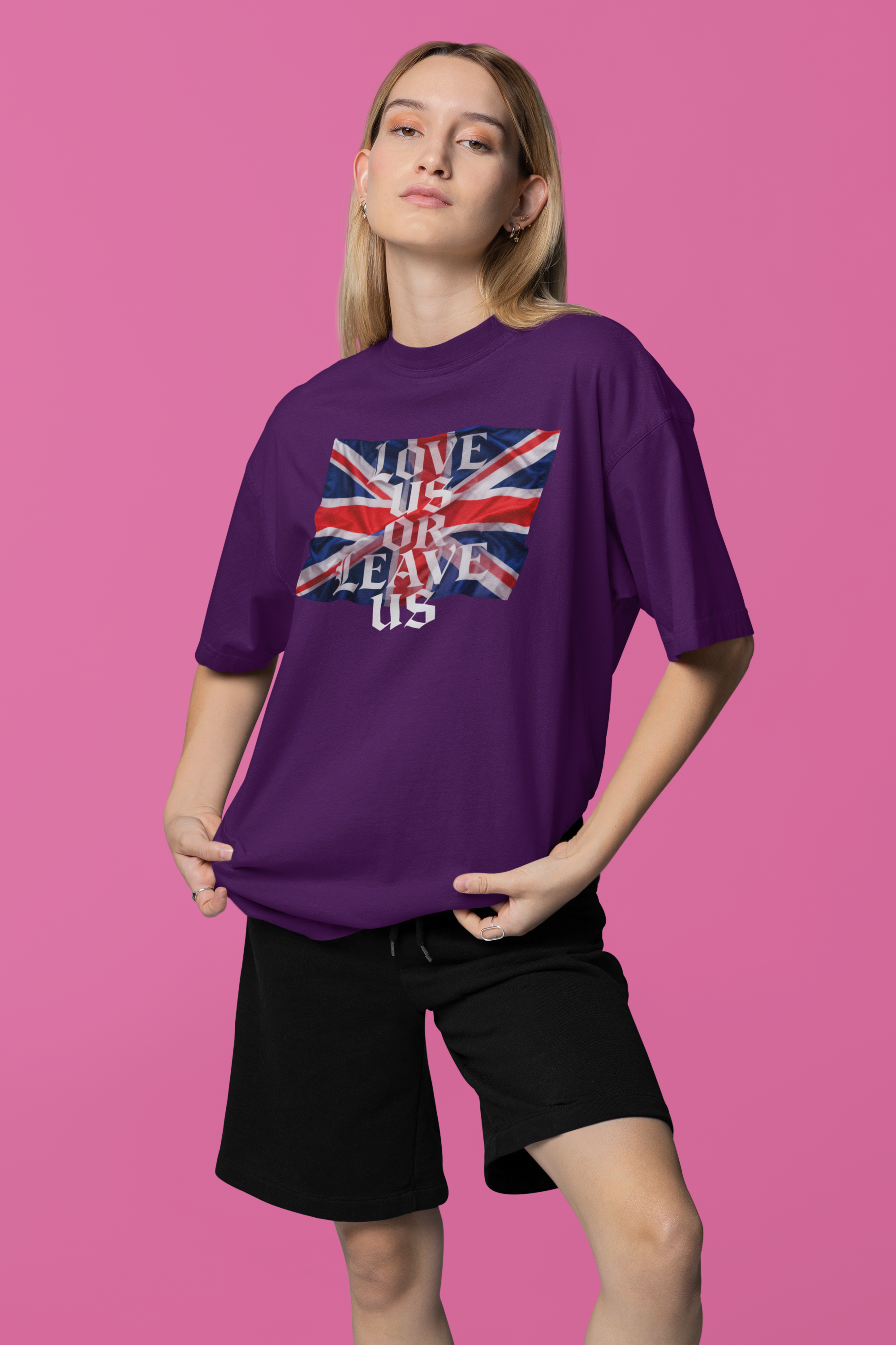 Union Flag Statement Tee, Love Us or Leave Us T-Shirt, British Pride Apparel, Unisex Cotton Shirt, Ideal for Festivals, Casual Wear