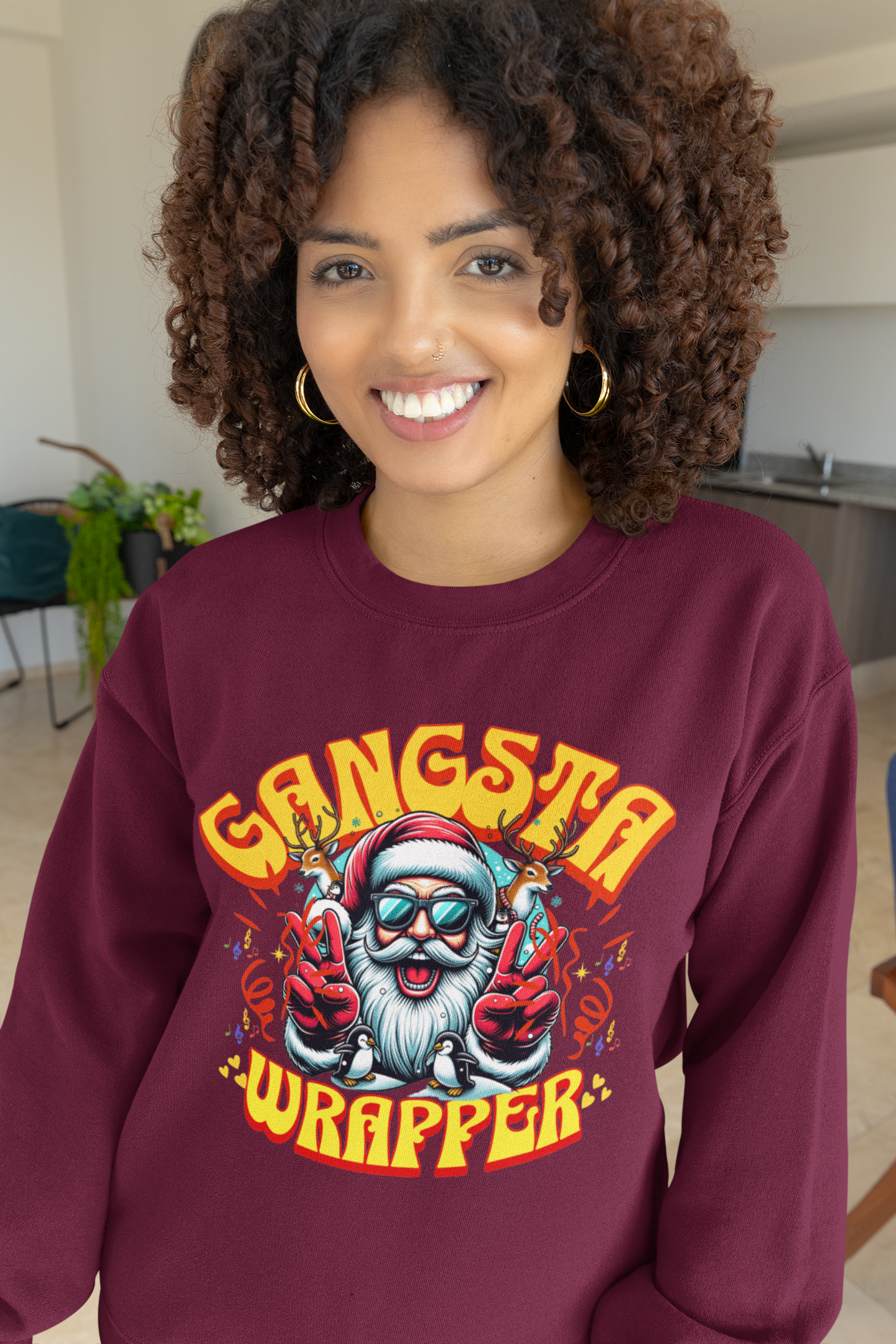 Gangsta Wrapper Sweatshirt - Funny Unisex Holiday Crewneck