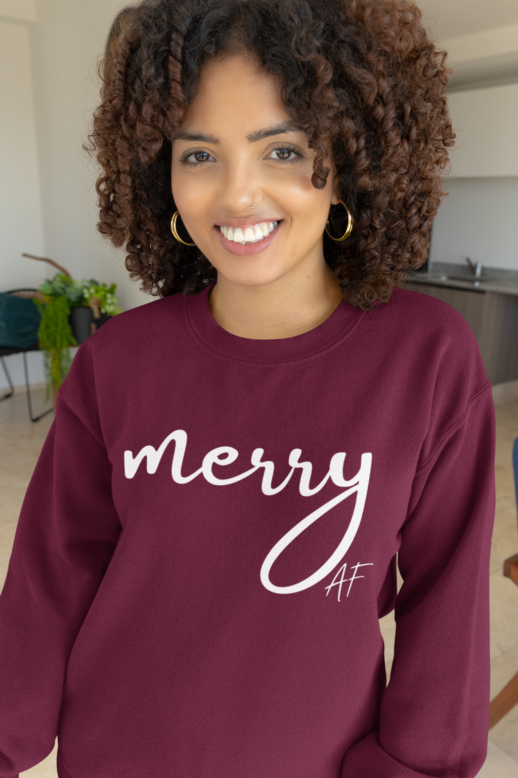 Merry AF Crewneck Sweatshirt – Funny Christmas Holiday Sweater